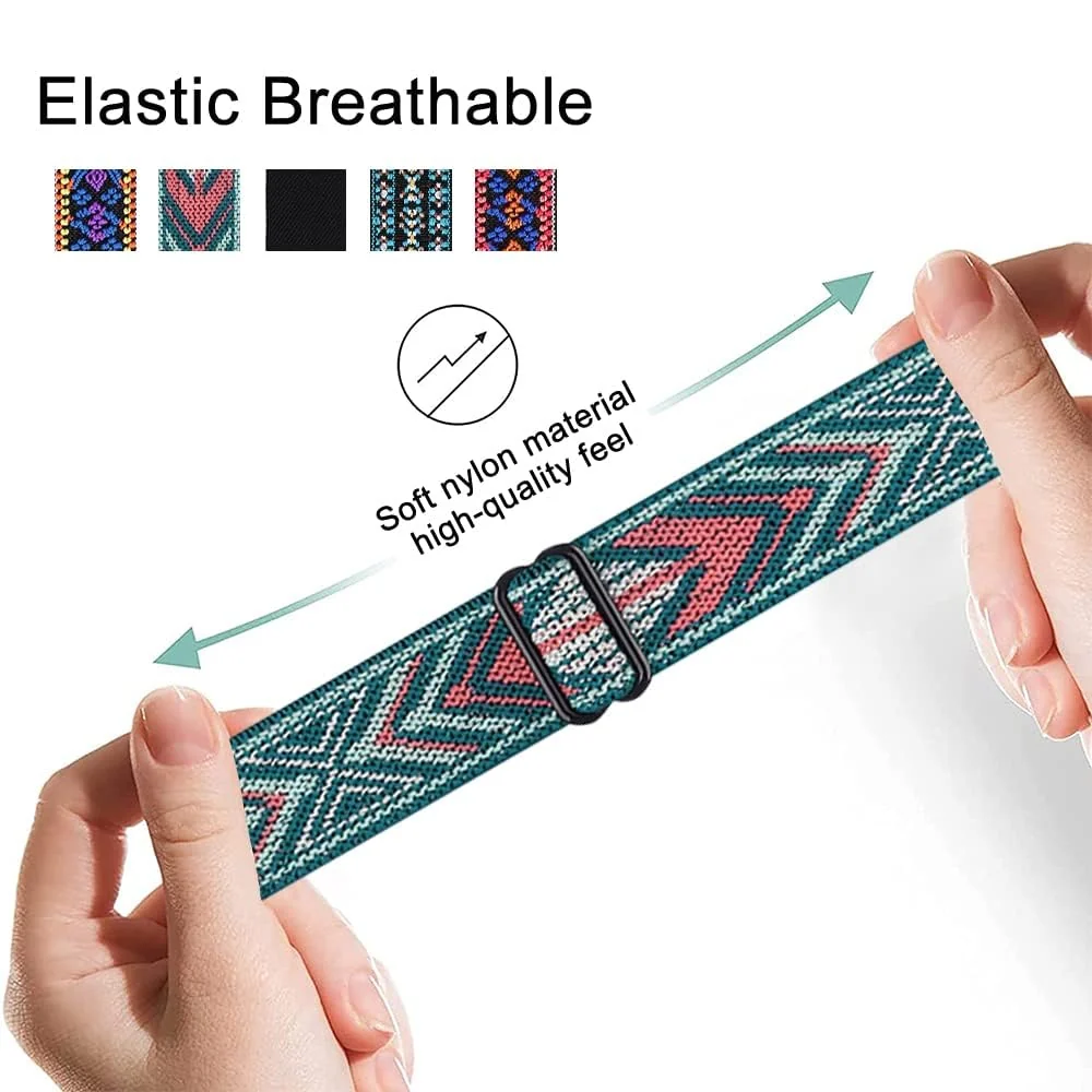 DL3 Mobilak Elastic Straps Compatible with Huawei Watch Fit Men Women, Adjustable Stretchy Bracelets Sport Nylon Replacement Bracelet for Huawei Watch Fit - Black