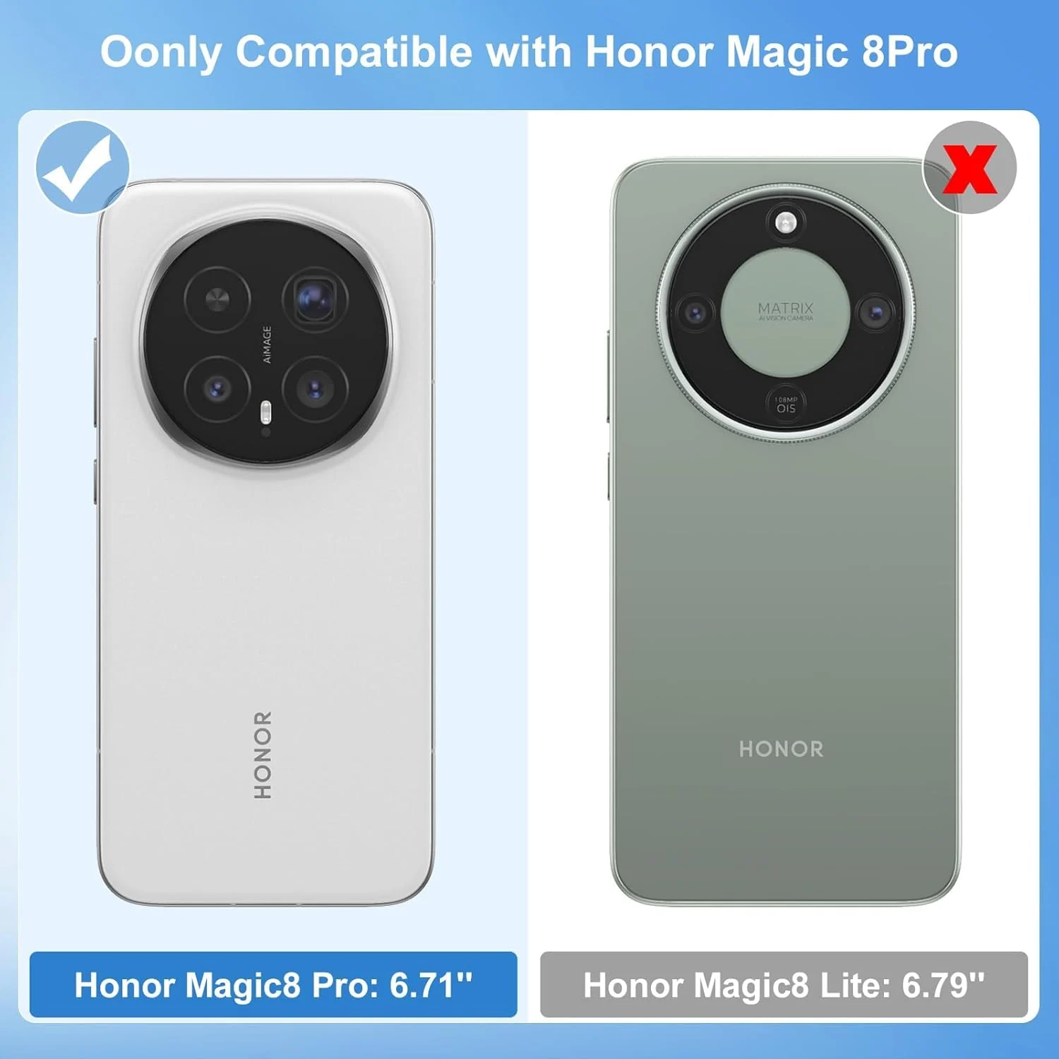 DL3 Mobilak Case Compatible with Honor Magic 8 Pro 5G, Case Crystal Soft TPU Gel Case Flexible Silicone Anti-Scratch Camera Protection TPU Cover - Clear