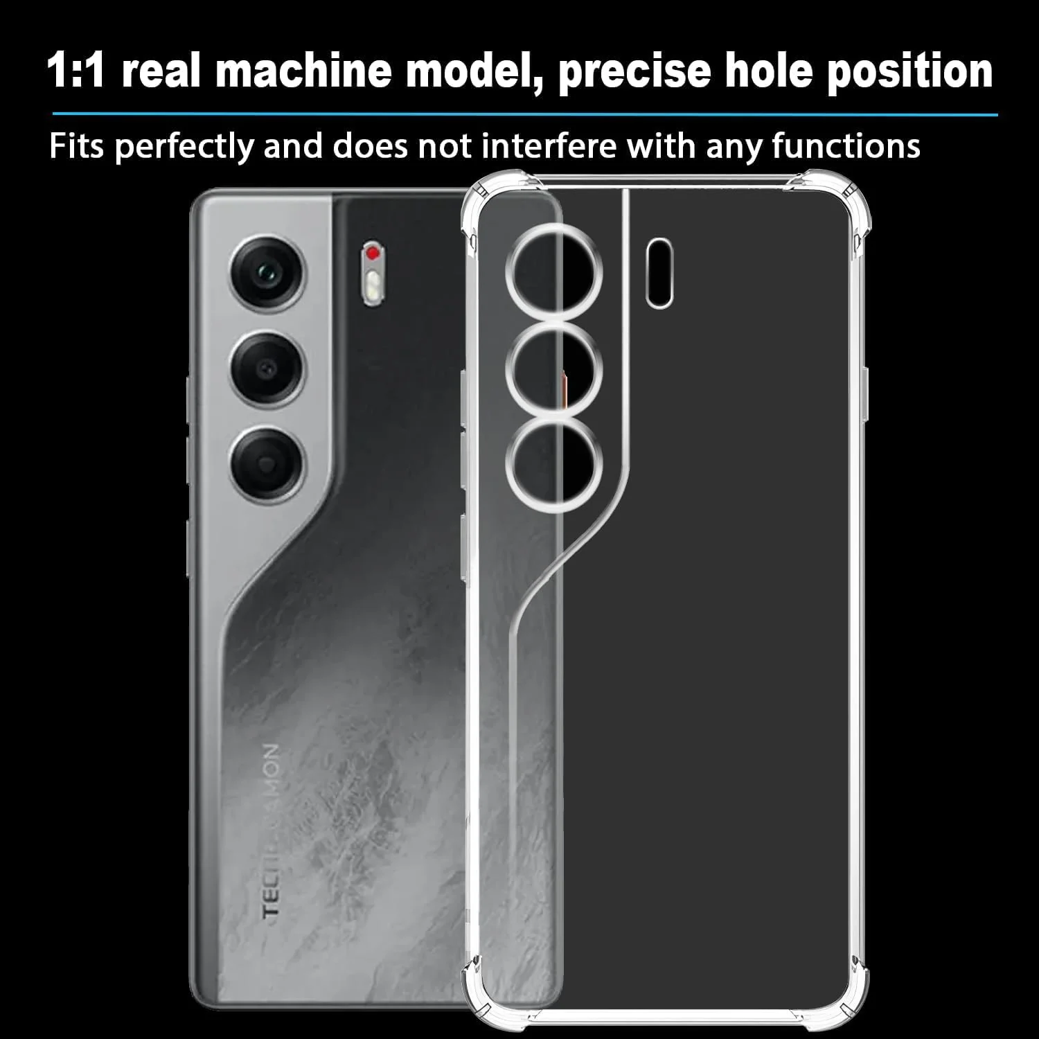 DL3 Mobilak Case Compatible with Tecno Camon 40 4G, Cover SiliconeTransparent TPU Gorilla Anti-shock Protector Camera Shockproof Corners - Clear