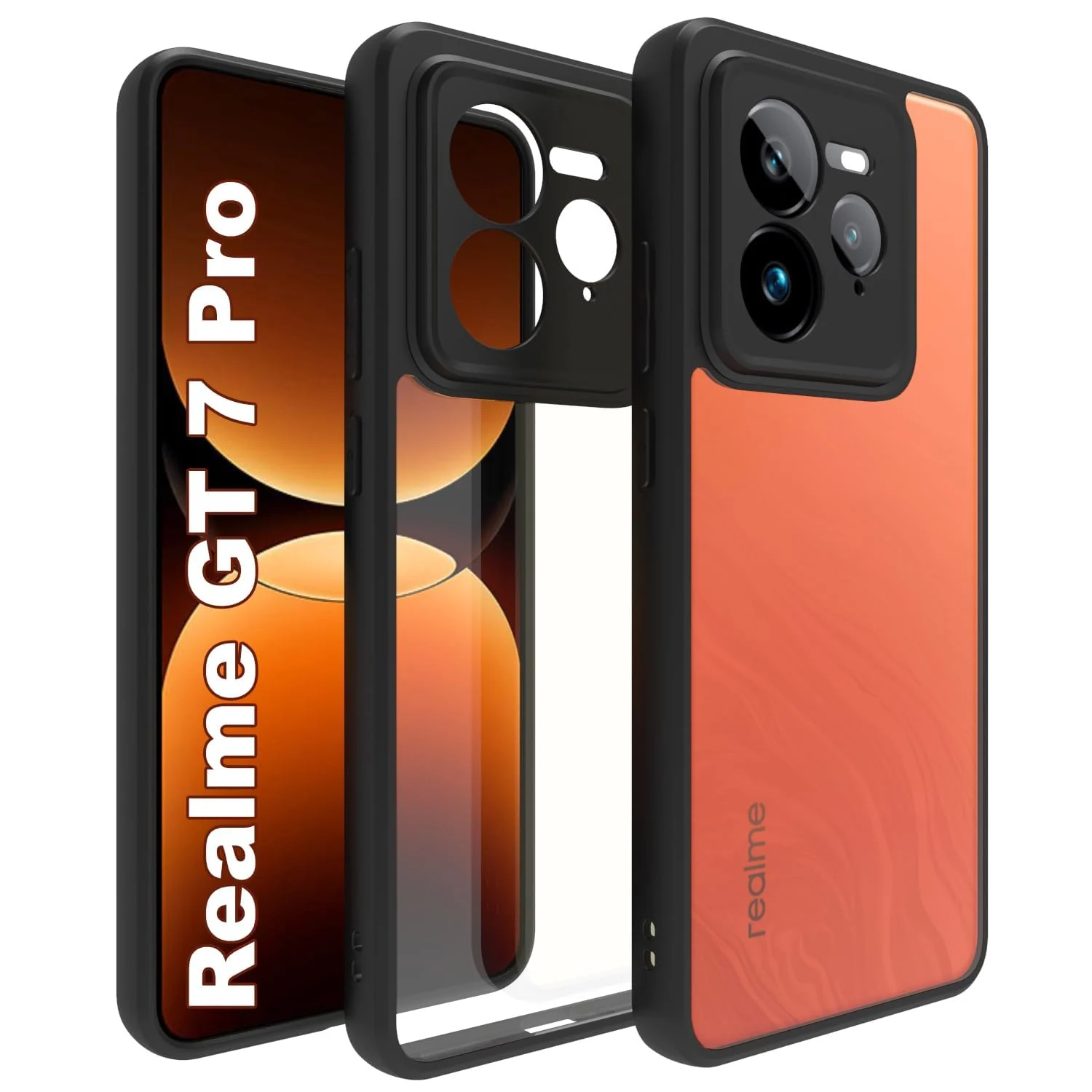 DL3 Mobilak Rugged Protective Case for realme GT 7 Pro 5G, Camera protection, Shock-absorbing protection, Scratch-resistant surface - Black