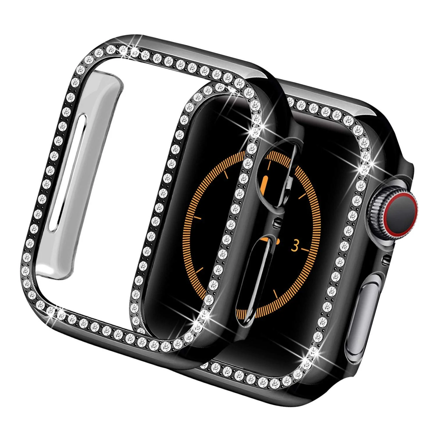 DL3 Mobilak Bumper Diamond Case Compatible with Apple Watch Series 6 SE Series 5 Series 4 44mm, Bling Crystal Diamonds PC Plastic Protector Case Cover Frame For Apple Watch 44 mm