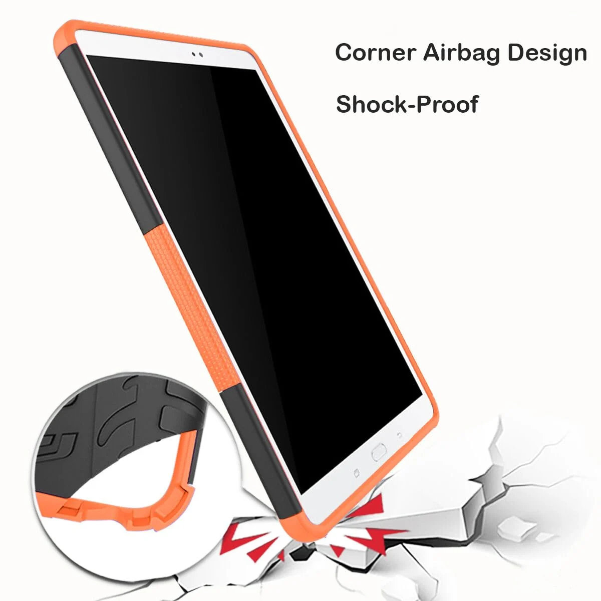 DL3 Mobilak Case For Samsung Galaxy Tab A 10.1 inch 2016 Release, SM-T580 T585 T587 Case, Hybrid Rugged Armor Heavy Duty 2 in 1 TPU + PC Combo Dual Layer Shockproof Case with Kickstand - Orange