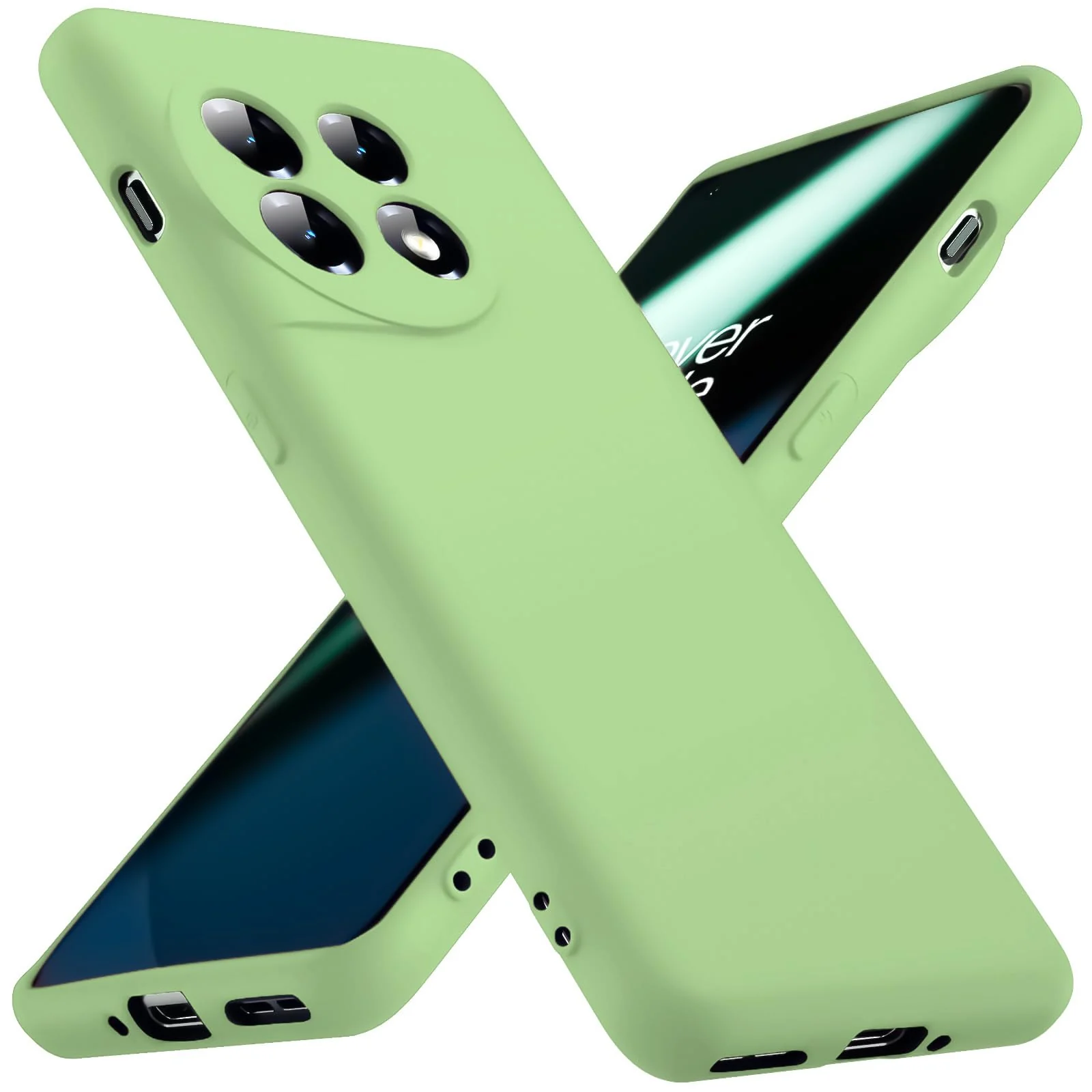 DL3 Mobilak Silicone Protective Case for OnePlus 11, Shock-absorbing protection, Built-in kickstand, Integrated ring holder - Mint Green