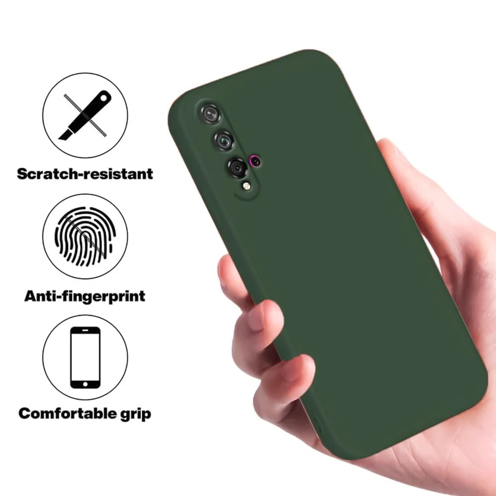 DL3 Mobilak Liquid Silicone Case for Huawei nova 5T, Shock-absorbing protection, Scratch-resistant surface, Soft microfiber lining - Green