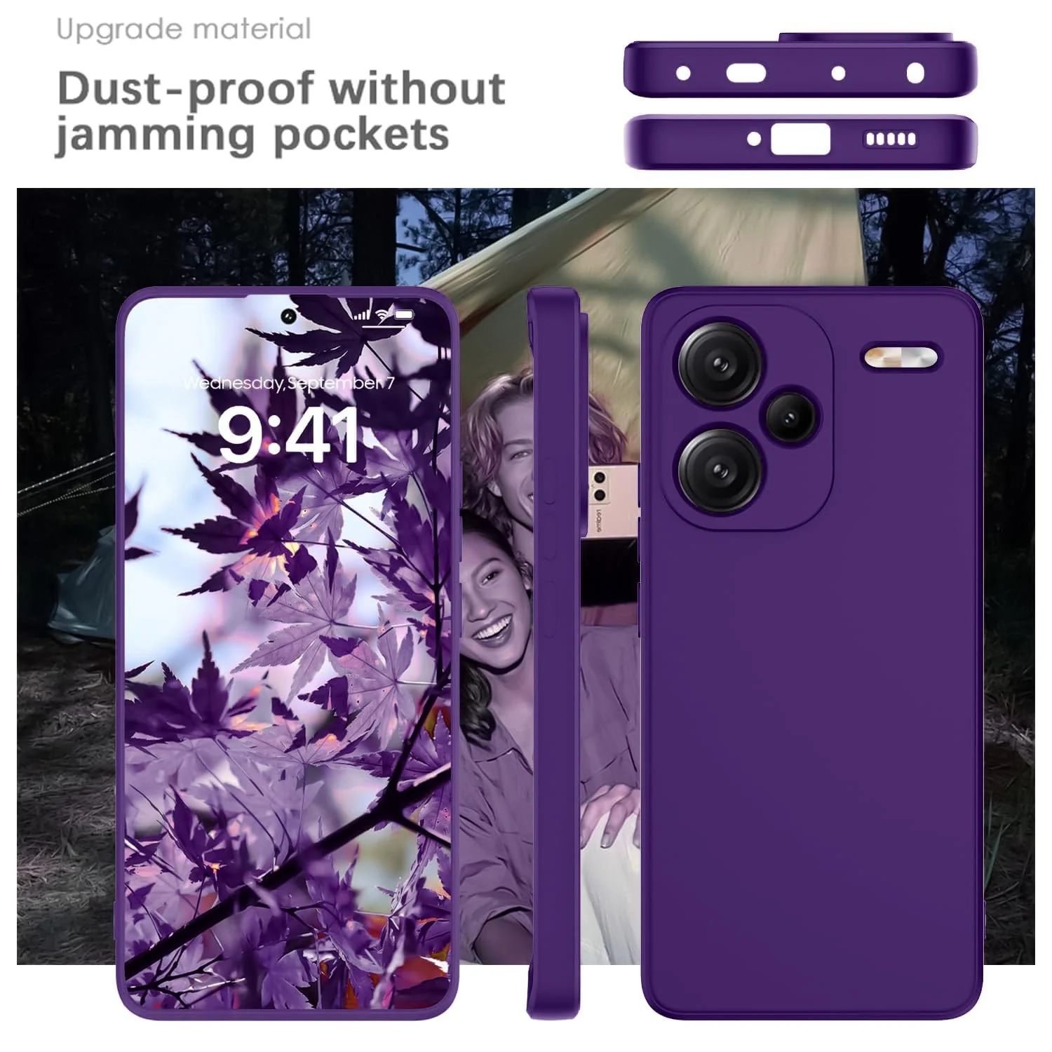 DL3 Mobilak Xiaomi Redmi Note 13 Pro+ Plus 5G Case, Soft Flexible Liquid Silicone Gel Rubber Bumper Cover, Full Body Shockproof Protective Phone Case - Purple