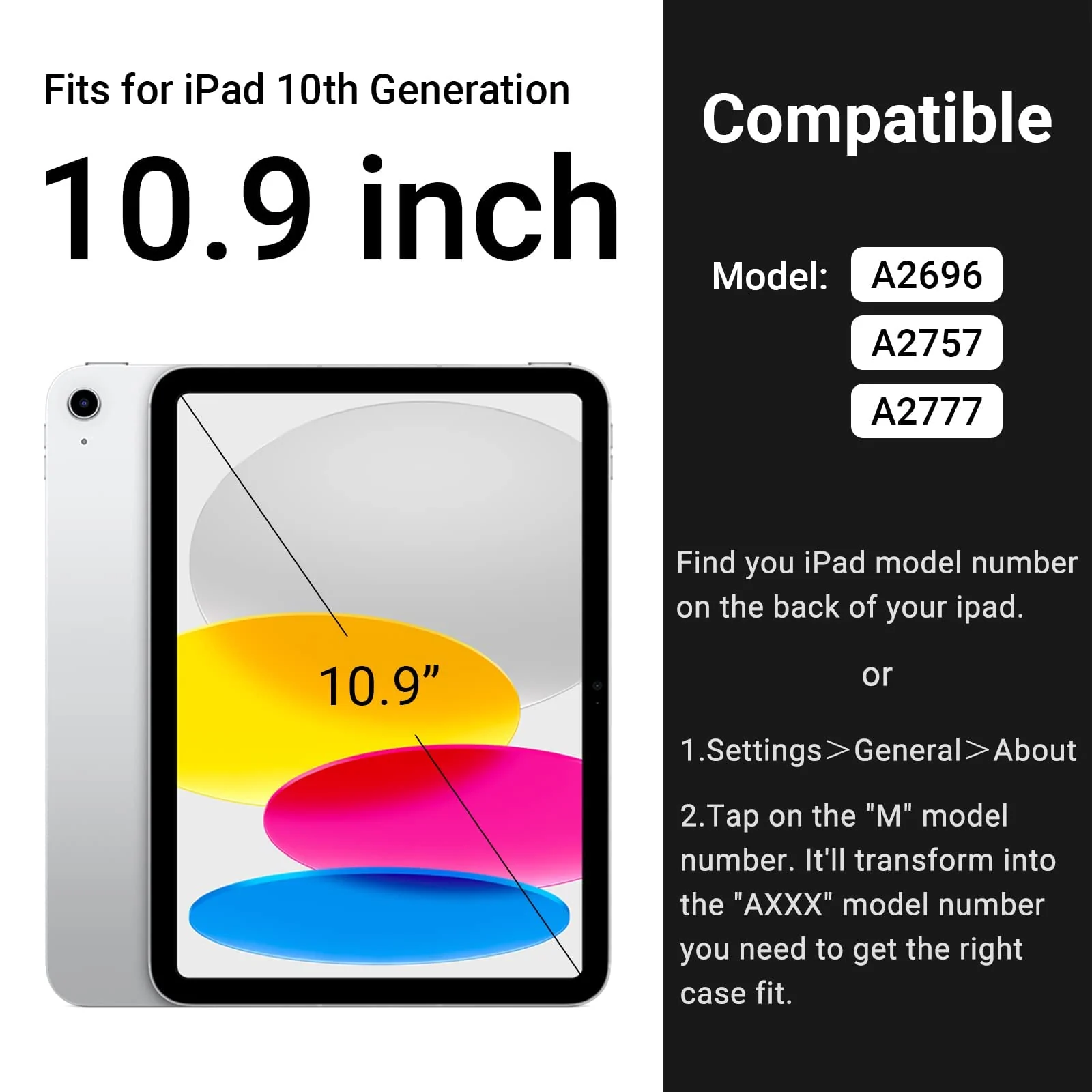 DL3 Mobilak iPad (A16) Case/iPad 10th Generation [11-Inch 2025/10.9 Inch 2022] with Pencil Holder, [Support Touch ID] Flexible TPU Back Shell Smart Trifold Stand Protective Auto Wake/Sleep - Black