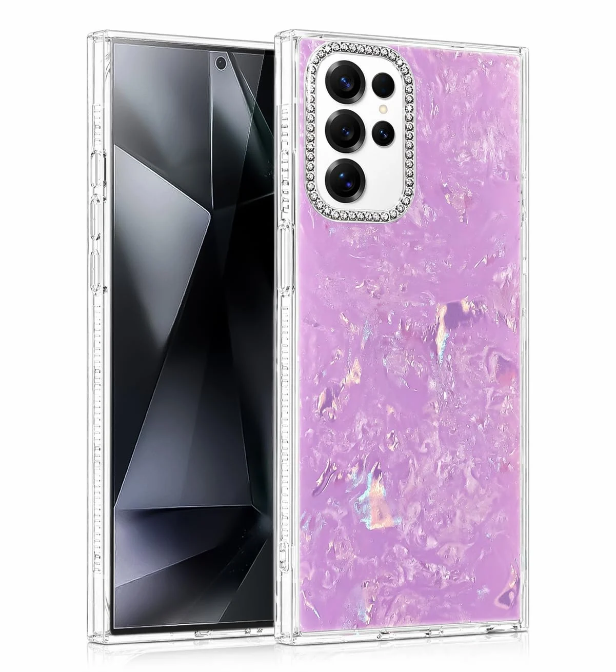 DL3 Mobilak Glitter Rhinestone Protective Case for Samsung Galaxy S24 Ultra with Shockproof Design - Purple