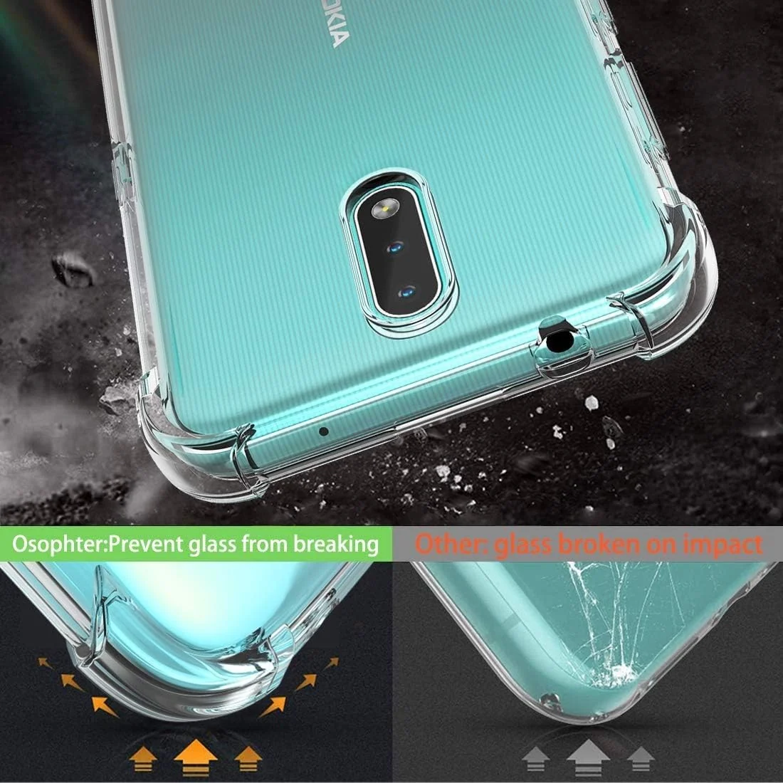 DL3 Mobilak Case Compatible with Nokia 2.3, Cover Silicone TPU Gorilla Anti-shock Shockproof Corners - Clear