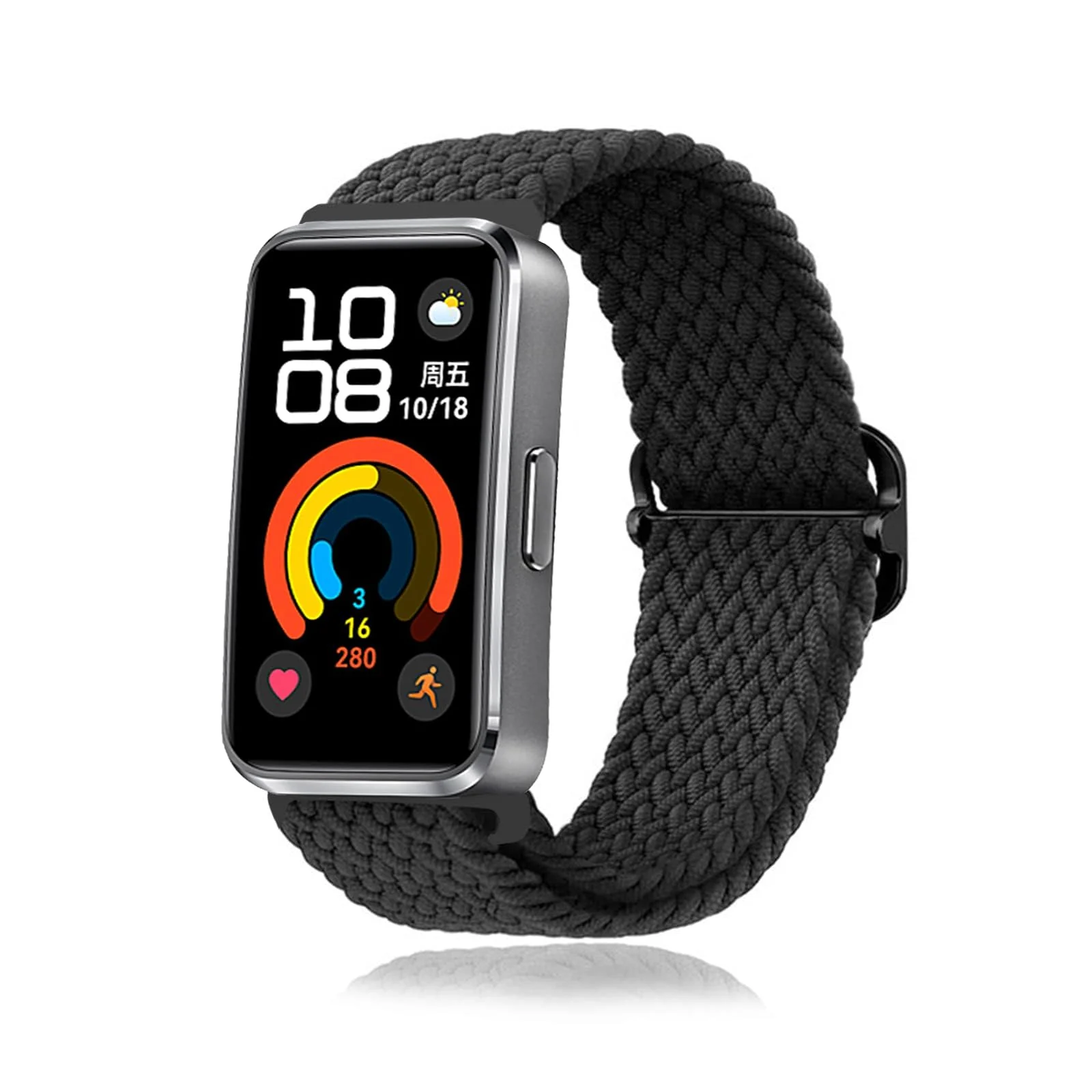 DL3 Mobilak Dl3 Mobailk Braided Bracelet Compatible with Huawei Band 10/Huawei Band 9/Huawei Band 8 for Men and Women, Braided Adjustable Elastic Nylon Sport Replacement Watch Strap - Black