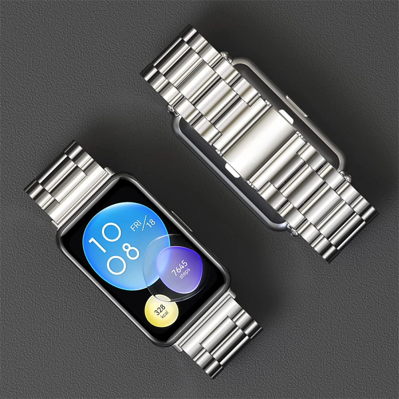 DL3 Mobilak Metal Strap Compatible with Huawei Watch Fit 2 Stainless Steel Watchband Smartwatch Accessories for Huawei Watch Fit 2 & Watch Fit 2 Elegant & Watch Fit 2 Active Straps - Black