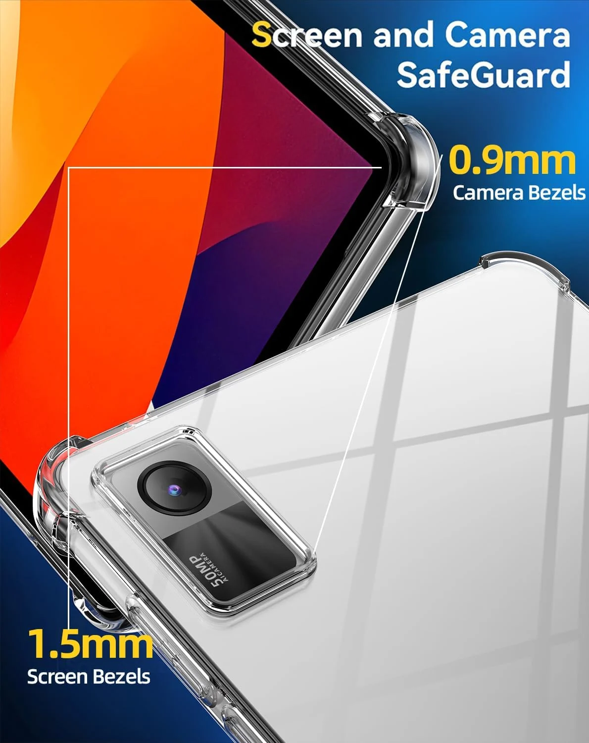 DL3 Mobilak Case Compatible with Xiaomi Redmi Pad SE 11.0 inch Released 2023, Ultra Thin Silicone Air-Corners Shockproof Back Shell HD TPU Protective Cover - Clear