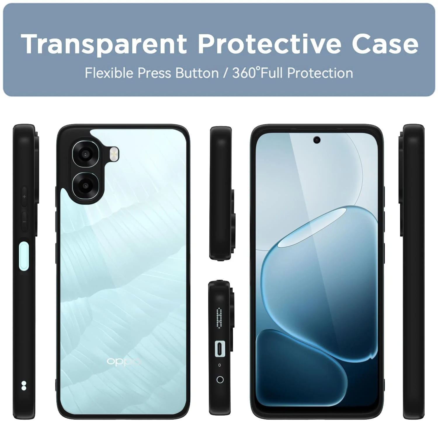 DL3 MOBILAK Clear Three-Layer Protective Phone Case for OPPO A6X - Black