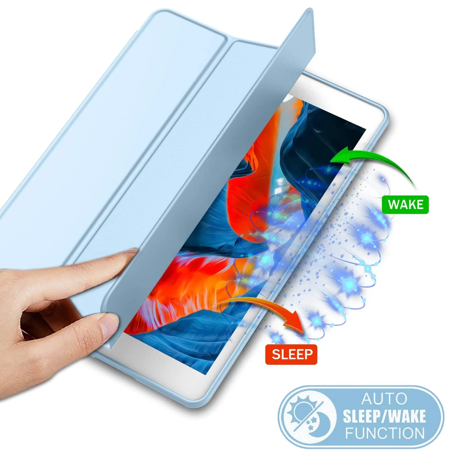 DL3 Mobilak Case For iPad 9.7-inch, (2018/2017), iPad Pro 9.7 Inch 2016, iPad Air 2nd/1st Smart Cover with Pencil Holder and Soft Silicone Back, Full Body Protection, Auto Wake/Sleep - Sky Blue