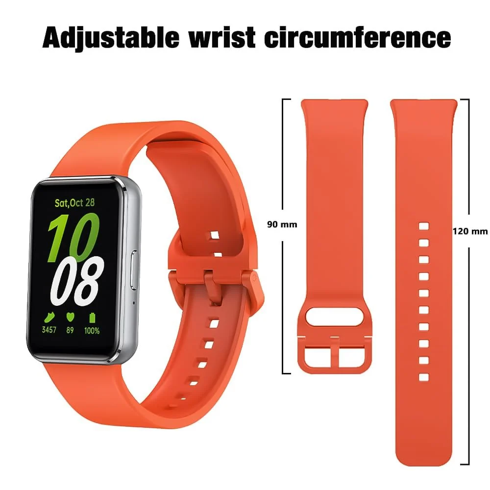 DL3 Mobilak Compatible with Samsung Galaxy Fit 3 Band, Adjustable Length Wristband Bracelet Soft Silicone Accessory Replacement Strap for Samsung Galaxy Fit 3 for Women Men - Orange