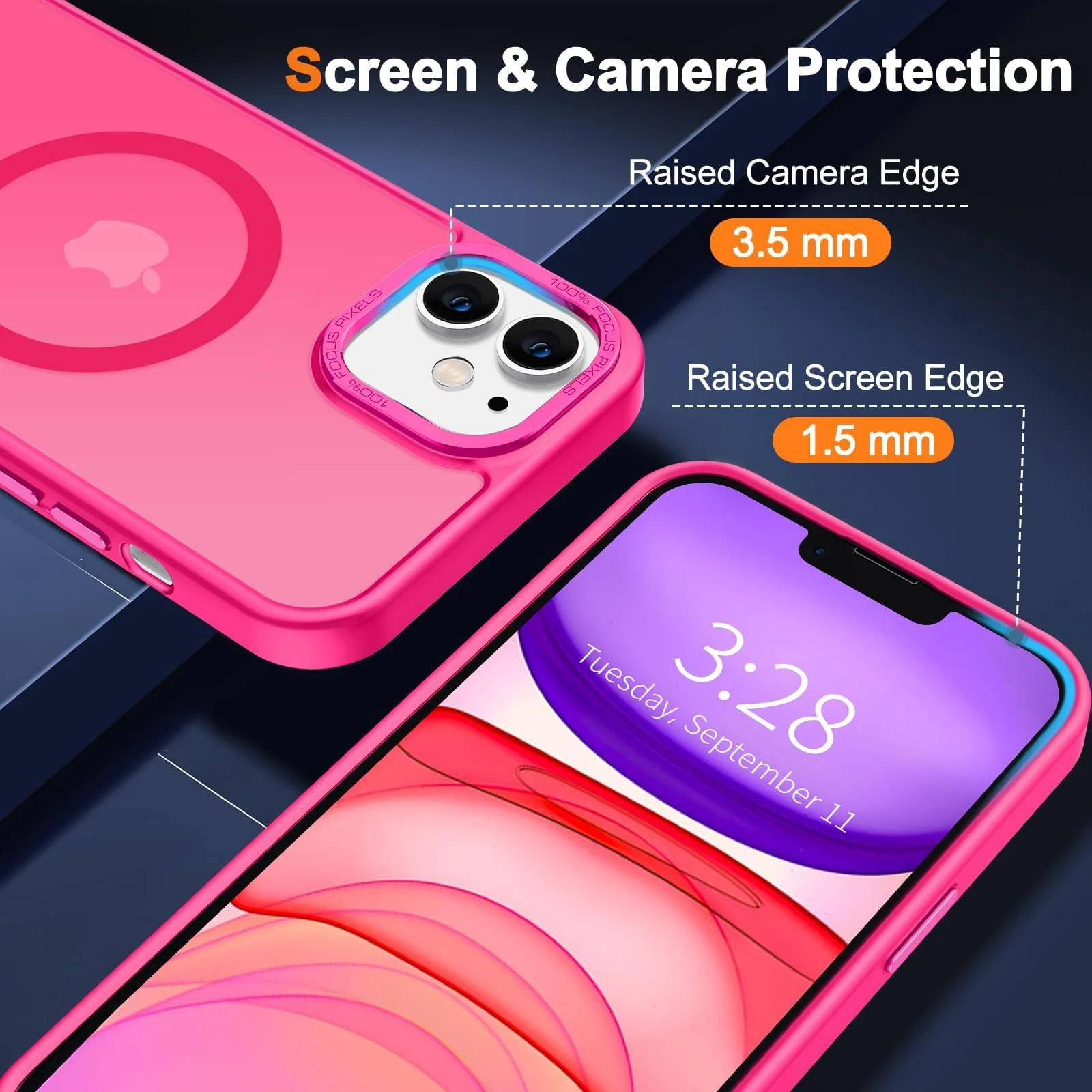 DL3 Mobilak Case for iPhone 11 (6.1 inch) Case Magnetic Translucent Matte Phone Cases [Compatible with MagSafe] Thin Slim Fit Shockproof Hard Protective Cover for Men Girls - Hot Pink