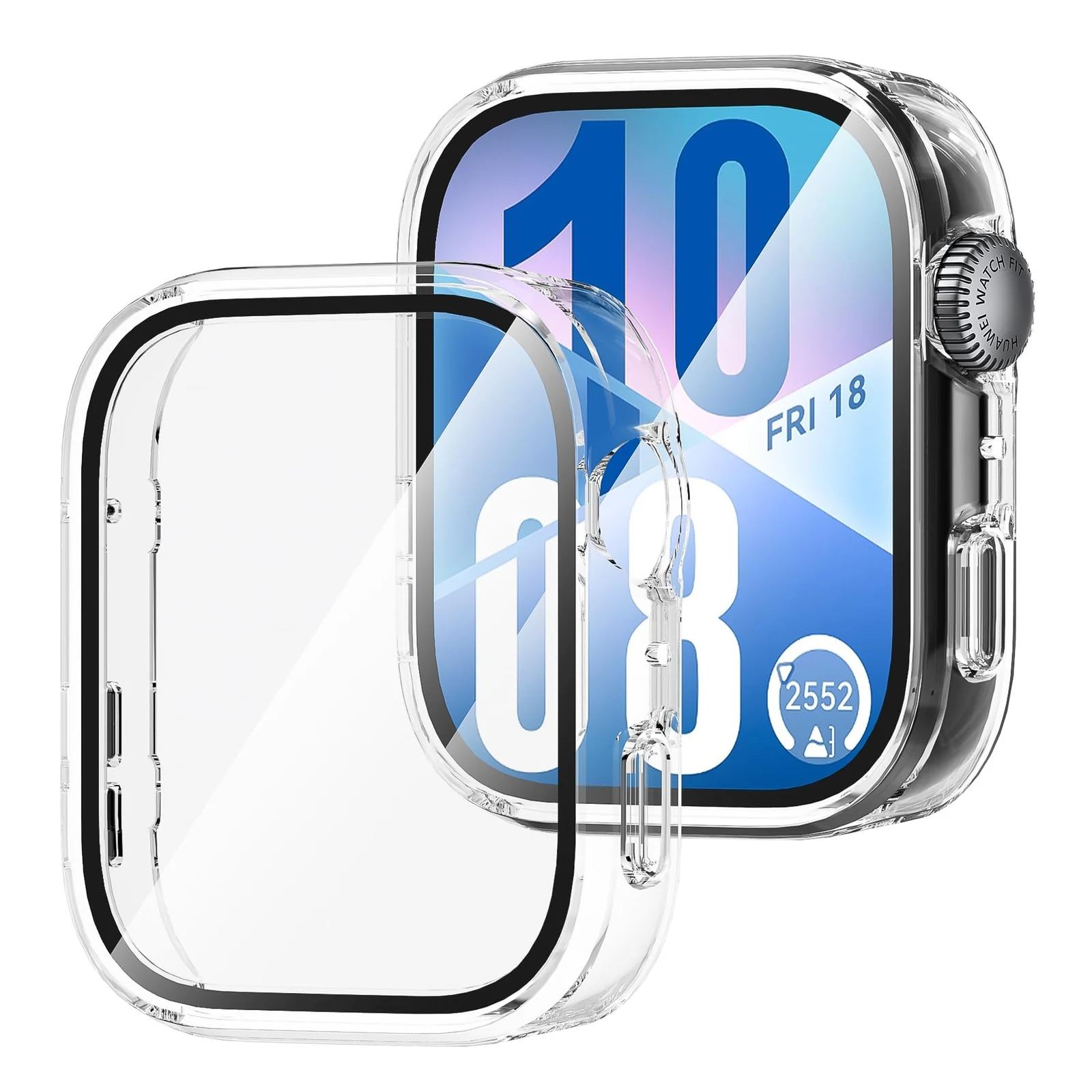 DL3 Mobilak Case Compatible with Huawei Watch Fit 4, Full Coverage Slim Hard Case Protective Bumper Built-in Tempered Glass Screen Protector Shell for Huawei Watch Fit 4