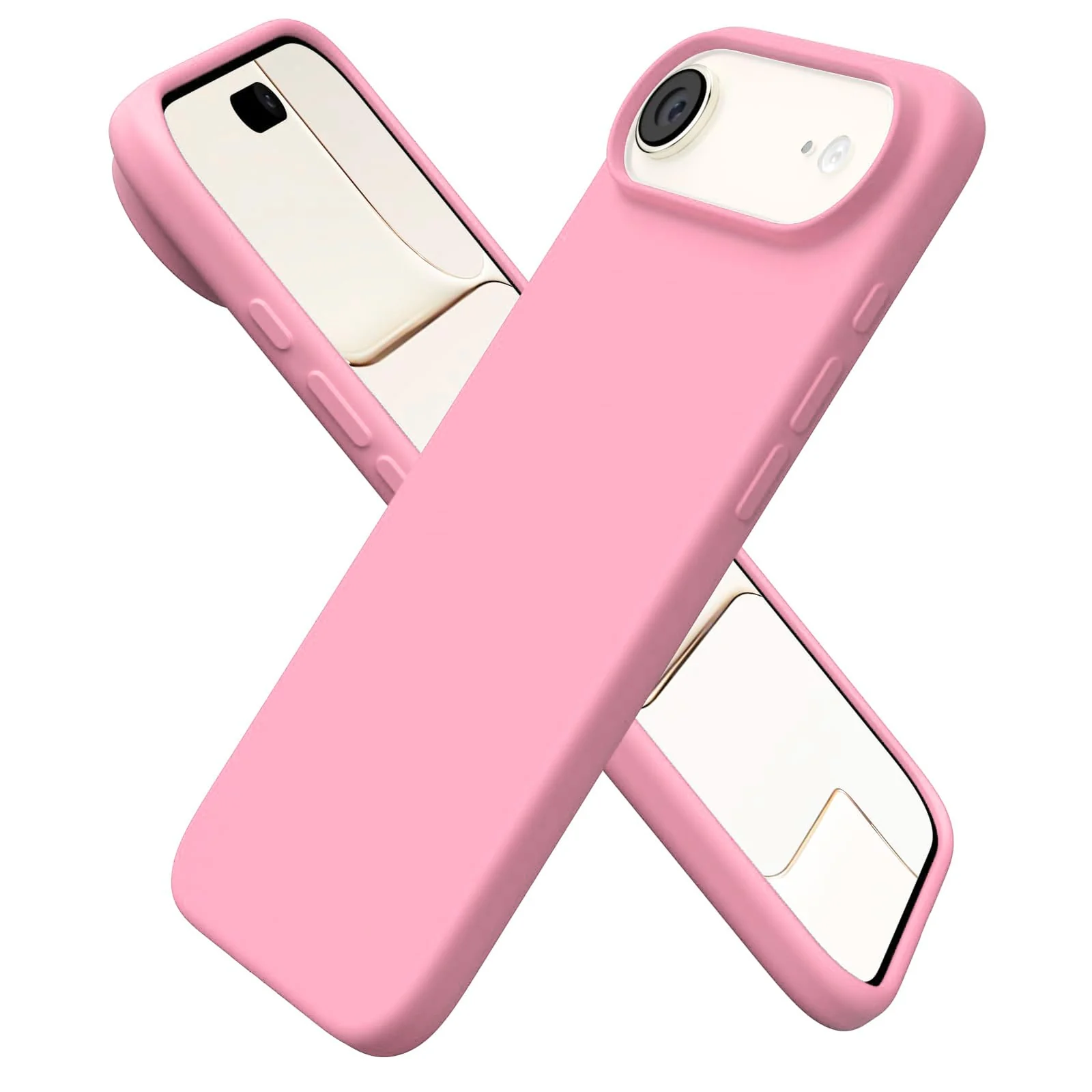 DL3 Mobilak Liquid Silicone Protective Case for iPhone 17 Air 6.5-Inch with Microfiber Lining and Shockproof Design - Pink