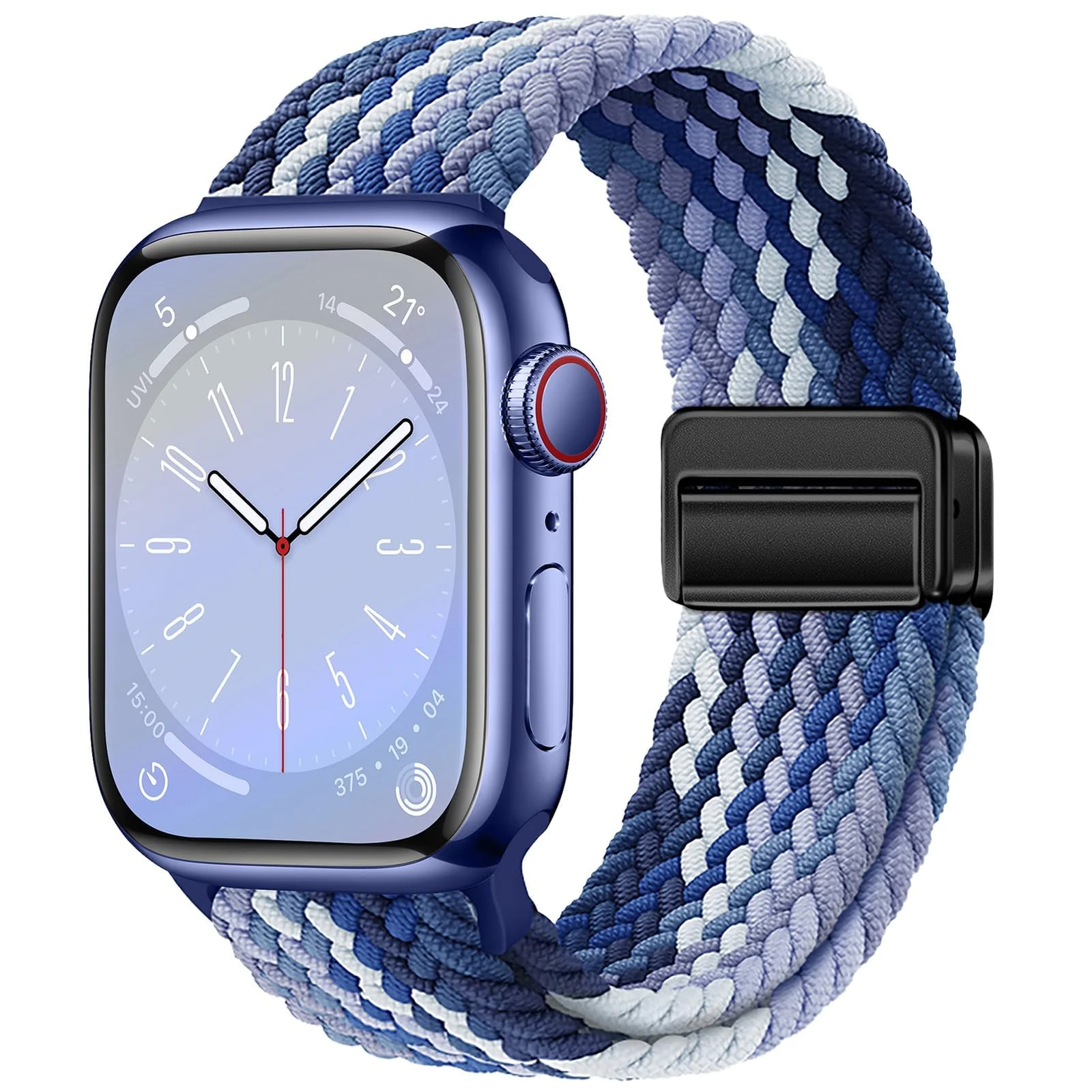 DL3 Mobilak Sport Solo Loop Compatible with Apple Watch Band 42mm 44mm 45mm 46mm 49mm for Women Men, Magnetic Strap Stretchy Braided Wristband for iWatch Series 11 10 9 8 7 6 5 4 3 Ultra 3 2 1 SE SE2 - Gradient Blue