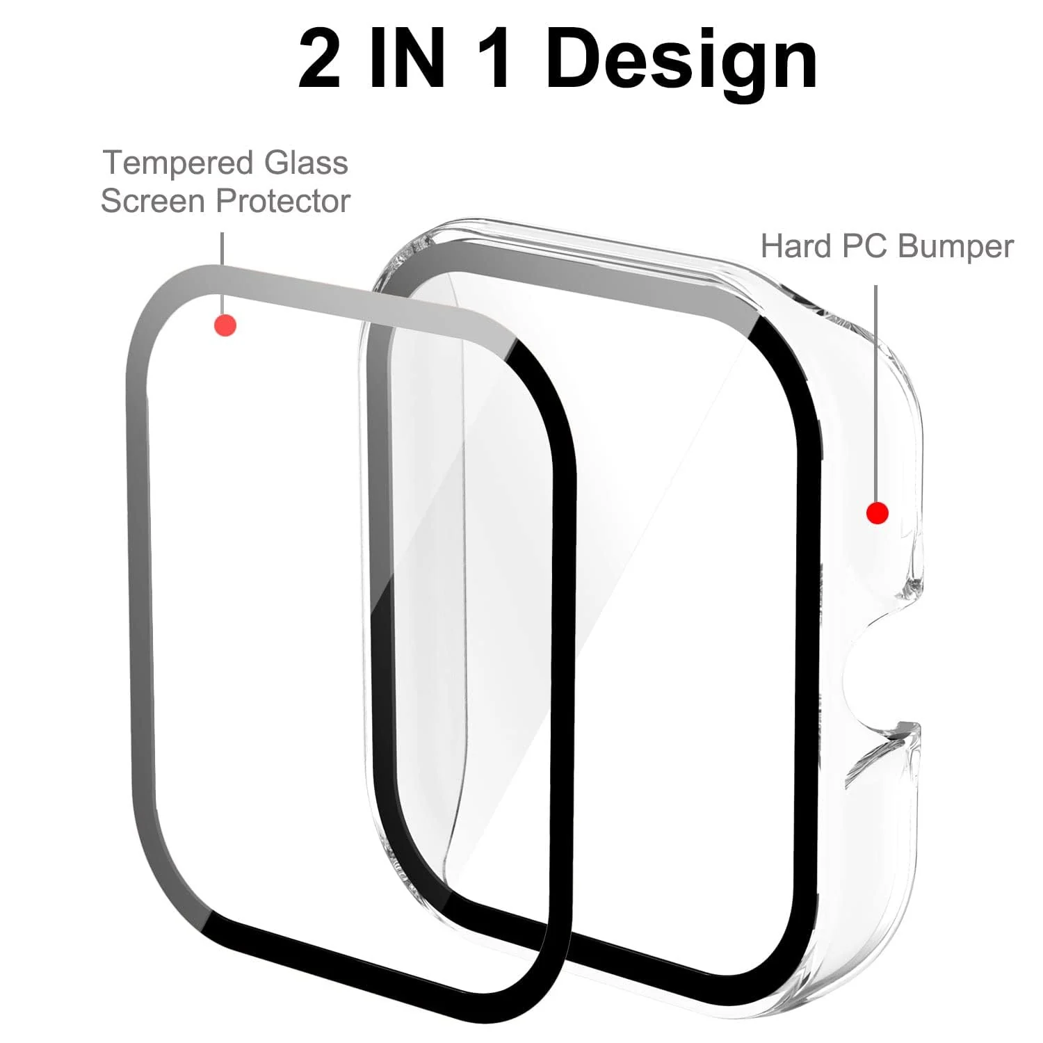 DL3 Mobilak Protective Case For Amazfit GTS 3, 9H Hardness PC Case Bumper Full Slim Protective Cover with Built-in Tempered Glass Screen Protector For Amazfit GTS3 - Clear