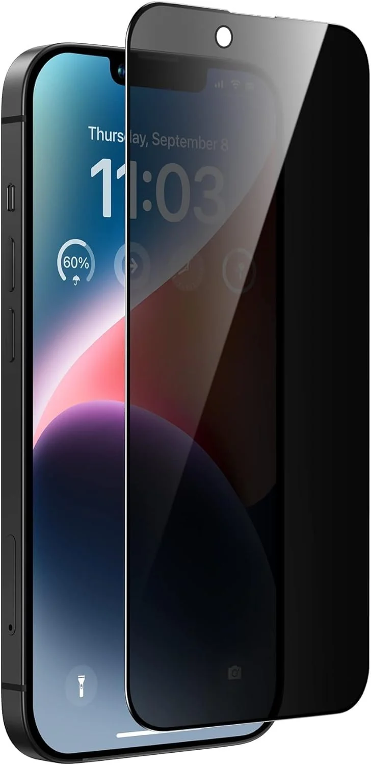 DL3 Mobilak iPhone 13/13 Pro 6.1 Privacy Screen Protector, Anti-Spy 9H Hardness Tempered Glass Film [Case Friendly] [Bubble Free] - Black