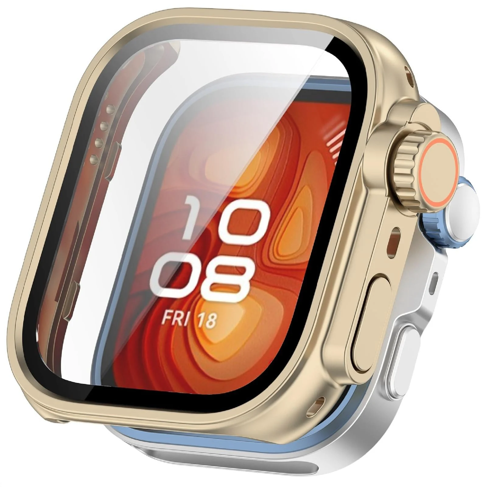 DL3 Mobilak for Huawei Watch Fit 4 Pro 2025 Case Screen Protector, [Looks Like iWatch Ultra Case] Built-in Tempered Glass Screen Unique Design Case Cover for Huawei Watch Fit4 Pro - Gold