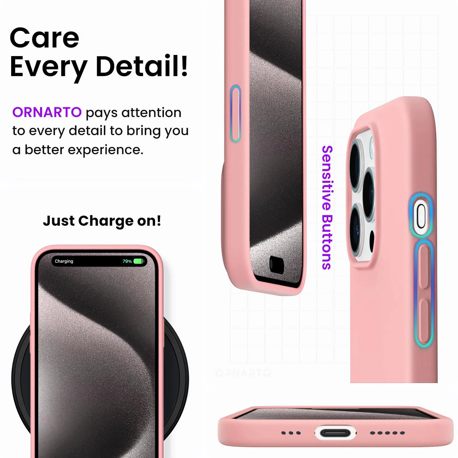 DL3 Mobilak Liquid Silicone Protective Case for iPhone 15 Pro Max with Camera Protection and Microfiber Lining - Pastel Pink