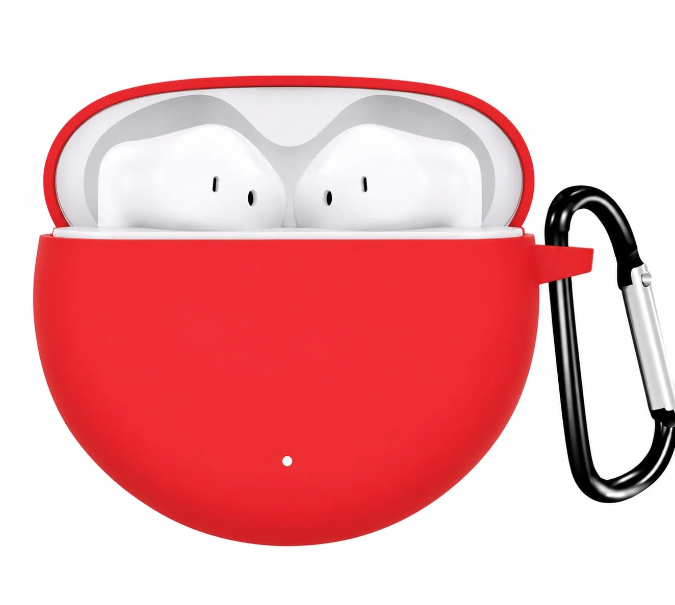 Mobigon Compatible with Honor Earbuds X7e Case Cover, Soft Silicone Shockproof Protective Case Wireless Earbuds with Carabiner, Front LED Visible - Red