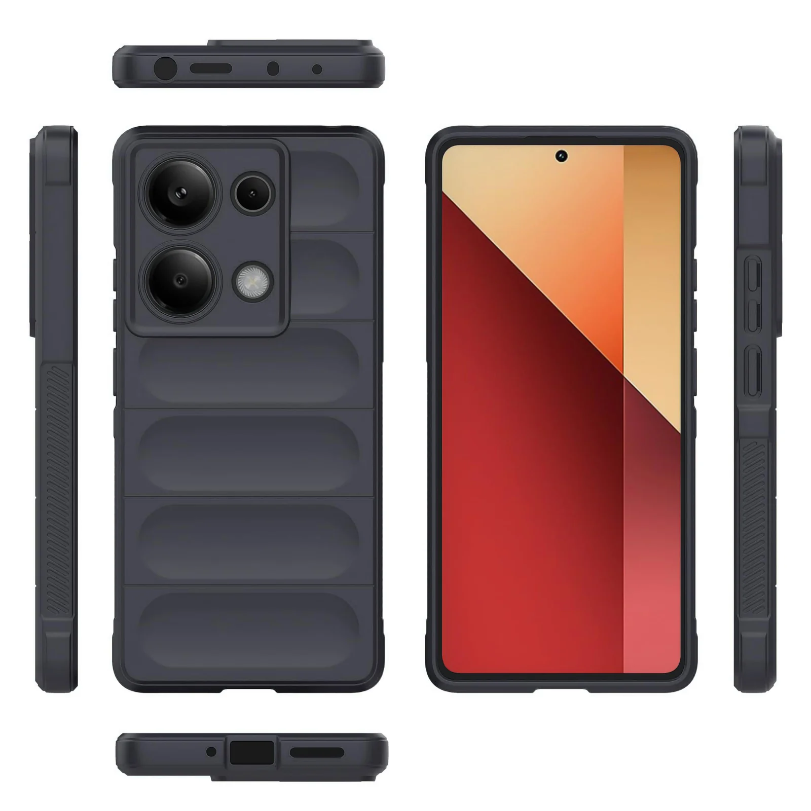 DL3 Mobilak Rugged Protective Case for Xiaomi Redmi Note 13 Pro 4G / Poco M6 Pro 4G, Camera protection, Shock-absorbing protection, Non-slip grip - Dark Gray