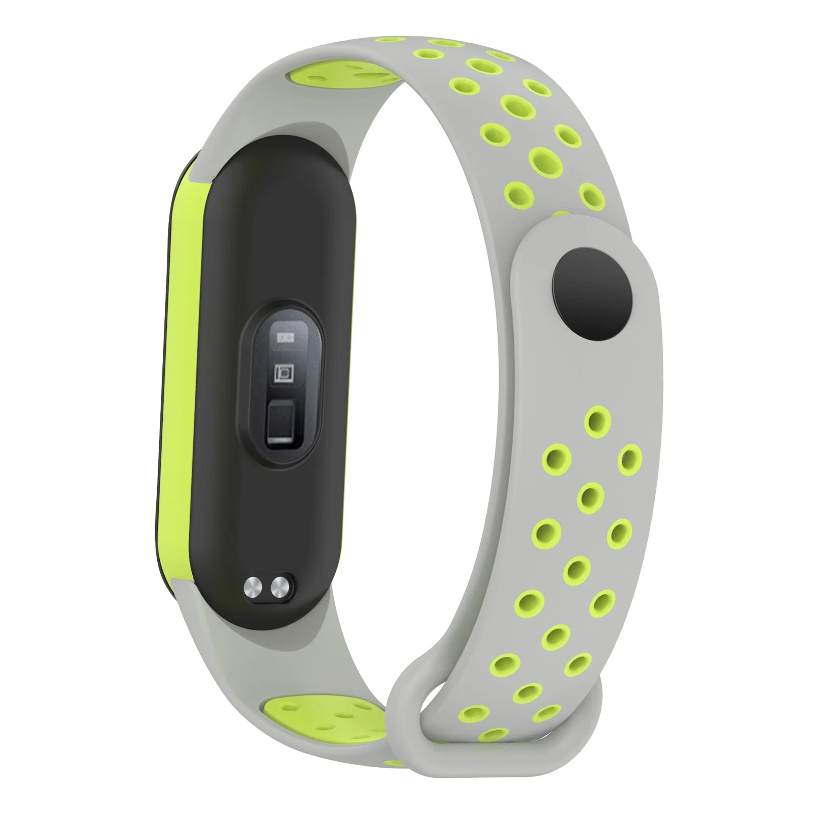 DL3 Mobilak Strap for Xiaomi Mi Band 7 6 5/Amazfit Band 5, Women Men Armband, Two Colours Breathable Adjustable Soft Silicone Replacement Strap for Xiaomi Mi Band 7/6/5/Amazfit Band 5 - Gray Lemon