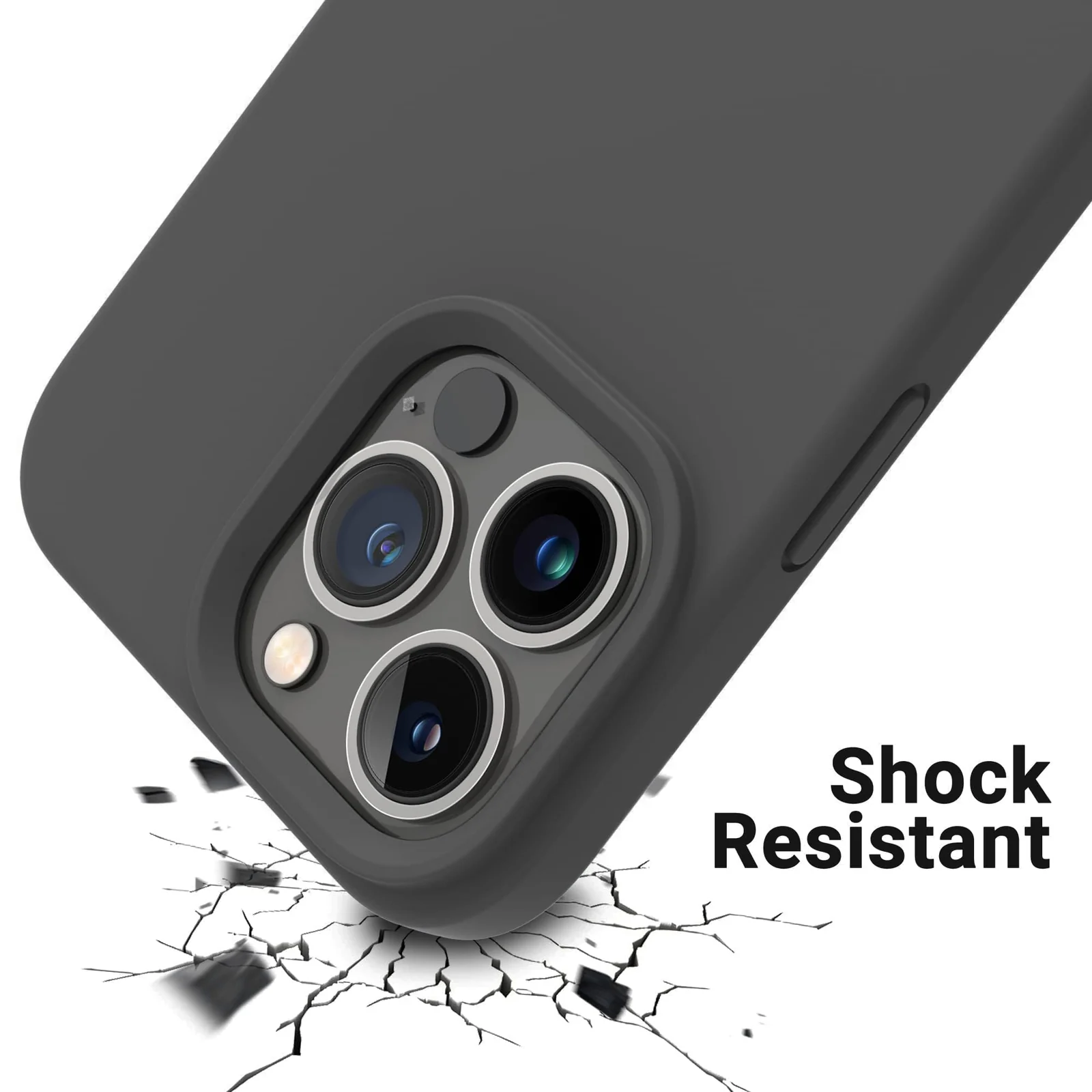 DL3 Mobilak Liquid Silicone Case for iPhone 12 / 12 Pro (6.1 Inch), Shock-absorbing protection, Scratch-resistant surface, Soft microfiber lining - Deep Grey