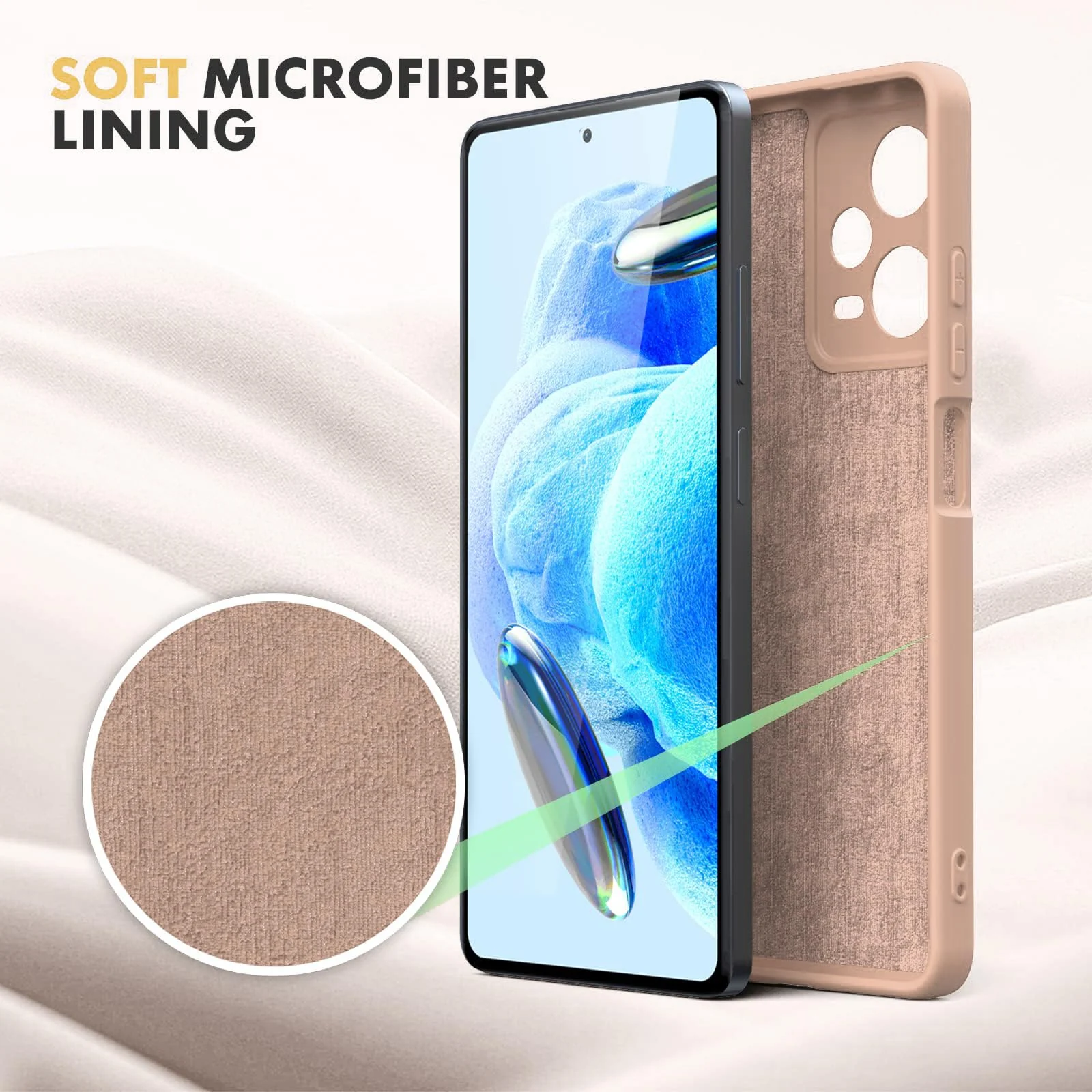 DL3 Mobilak Liquid Silicone Protective Case with Soft Microfiber Lining with Full Camera Protection for Xiaomi Redmi Note 12 Pro Plus 5G - Light Orange