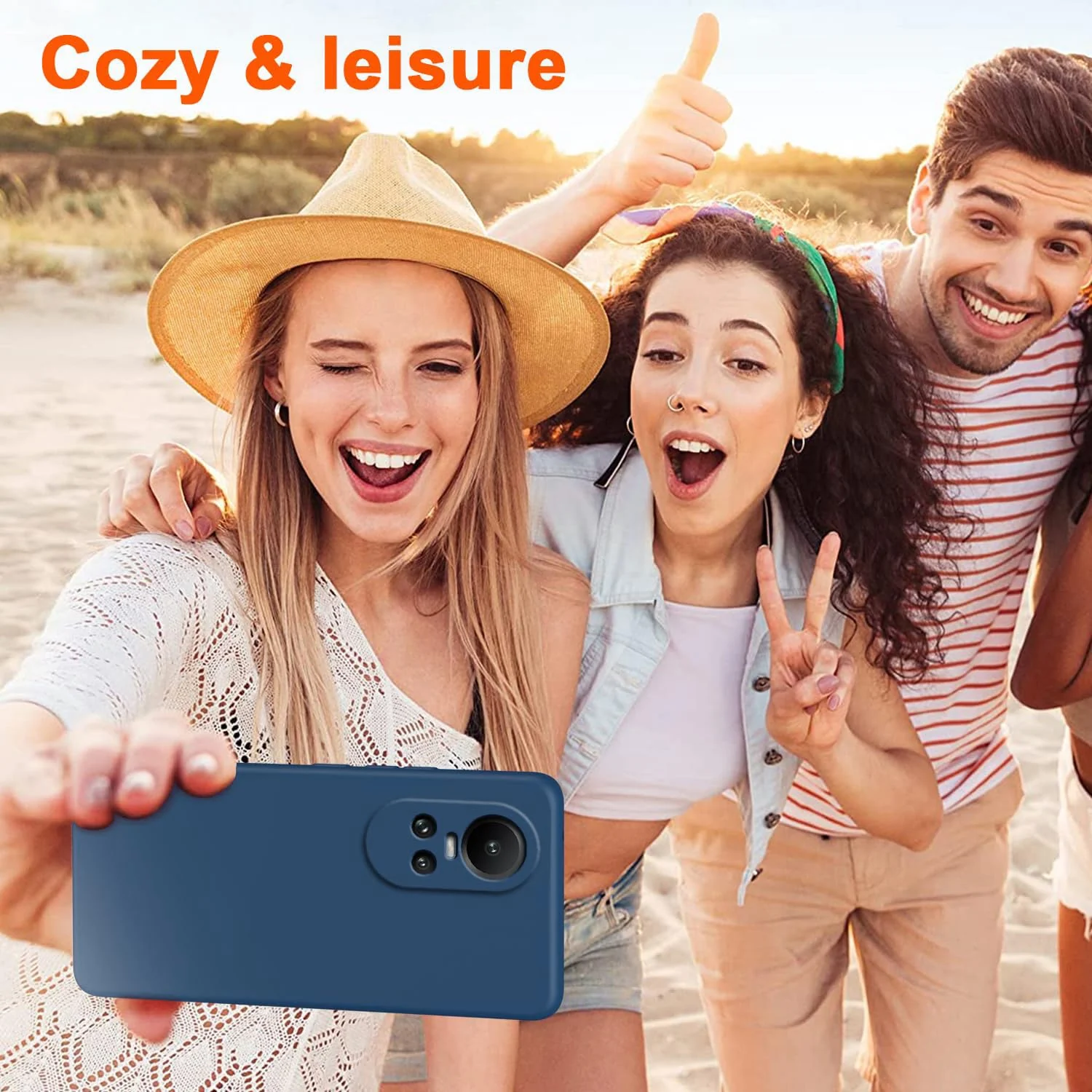 DL3 Mobilak Liquid Silicone Protective Case for OPPO Reno 10 5G / OPPO Reno 10 Pro 5G with Microfiber Lining and Shockproof Design - Blue