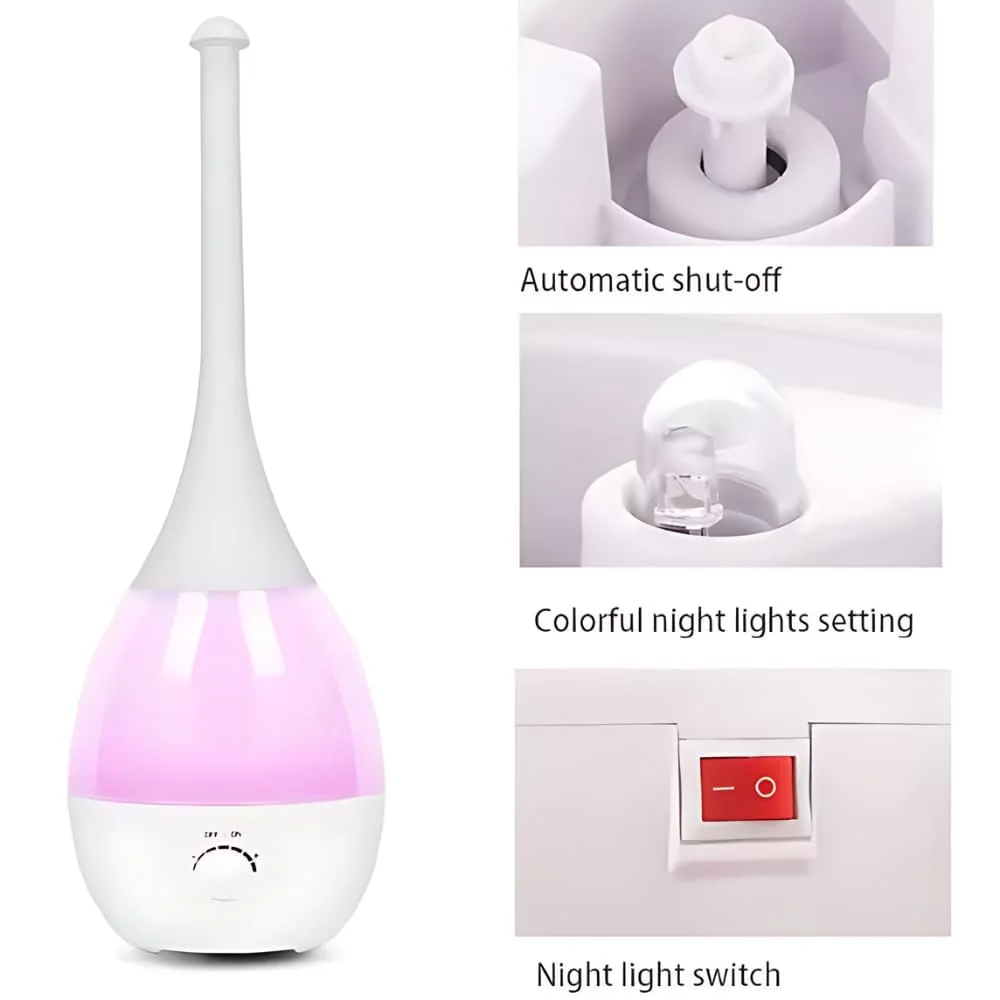 Mobigon 2.6 Litres Humidifier for Room, Cool Mist Ultrasonic Humidifier / Essential Oil Diffuser, Super Quiet 360°Nozzle, Colorful Change, Auto Shut Off&UV Light& - A.pink