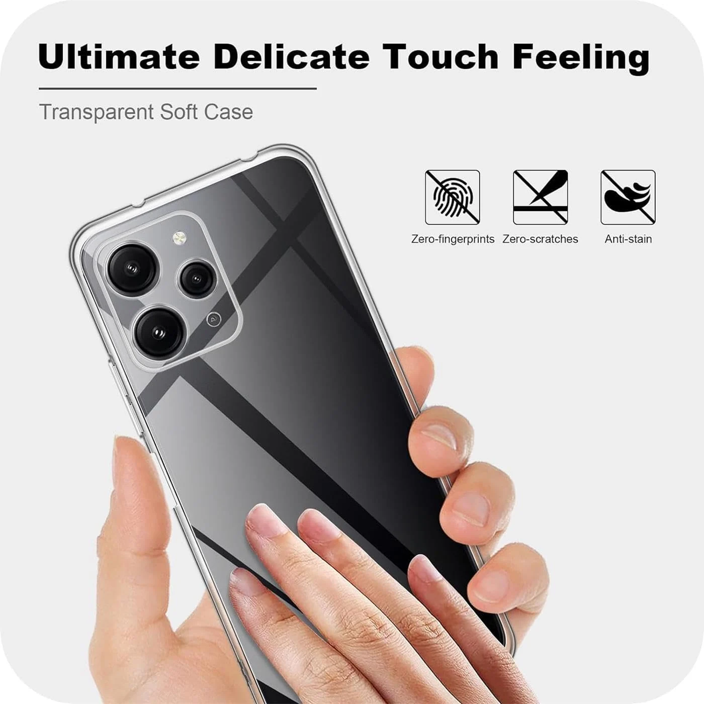 DL3 Mobilak Case Compatible with Redmi 12 4G Case Cover (not for Note 12 4G) Case Crystal Soft TPU Gel Case Flexible Silicone Anti-Scratch Camera Protection TPU Cover - Clear