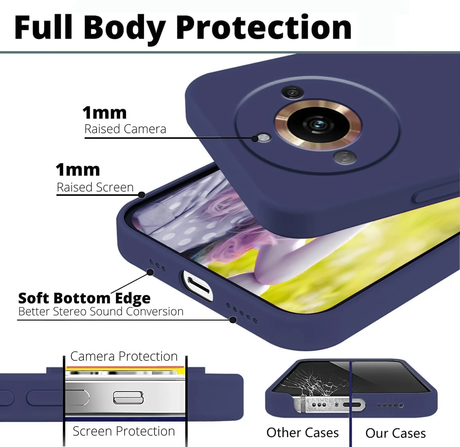 DL3 Mobilak Liquid Silicone Protective Case with Soft Microfiber Lining with Full Camera Protection for realme 11 Pro & realme 11 Pro+ Plus 5G - Blue 2