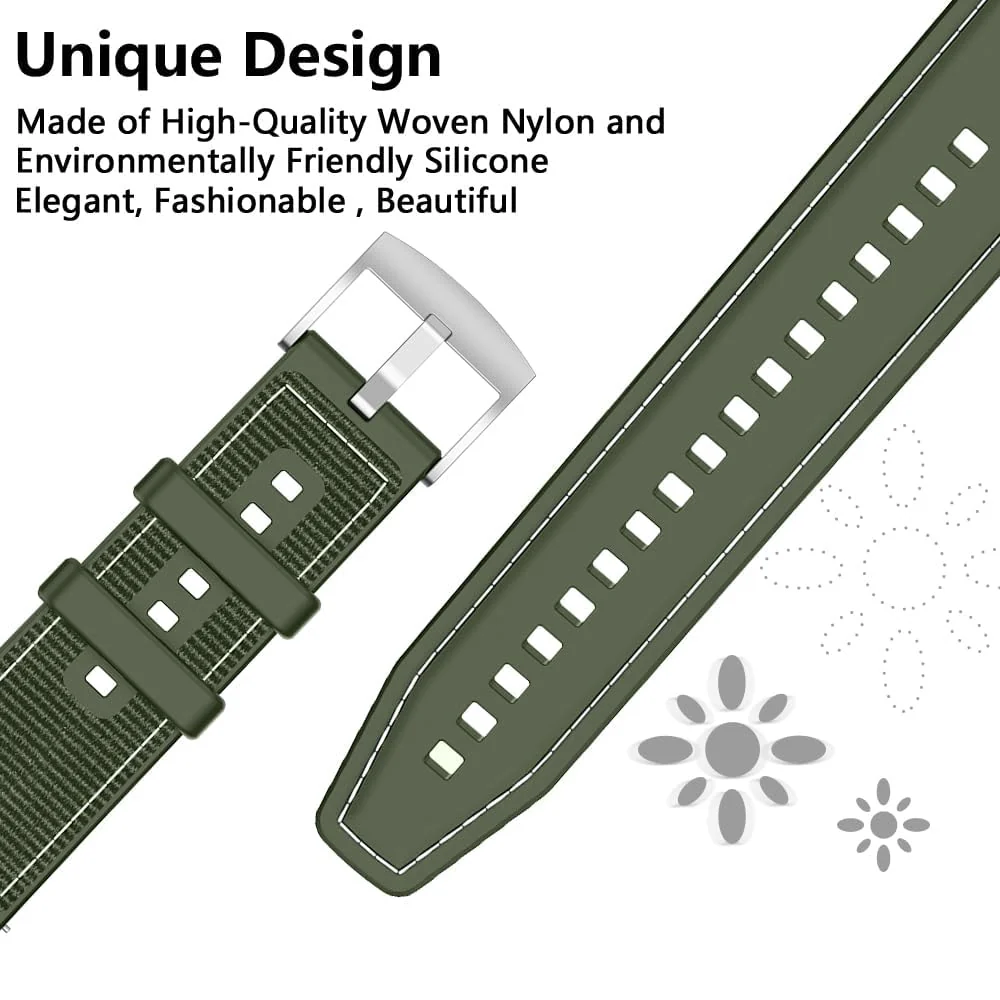 DL3 Mobilak Sport Silicone Nylon Band Designed for Huawei Watch Fit 3 for Men Women, Waterproof Soft Replacement Strap for Huawei Watch Fit3 - Green