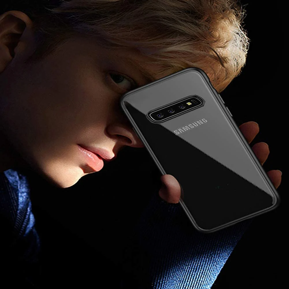 DL3 Mobilak Clear PC and TPU Protective Case for Samsung Galaxy S10 Plus with Shockproof Design and Anti-Yellowing Design - Black