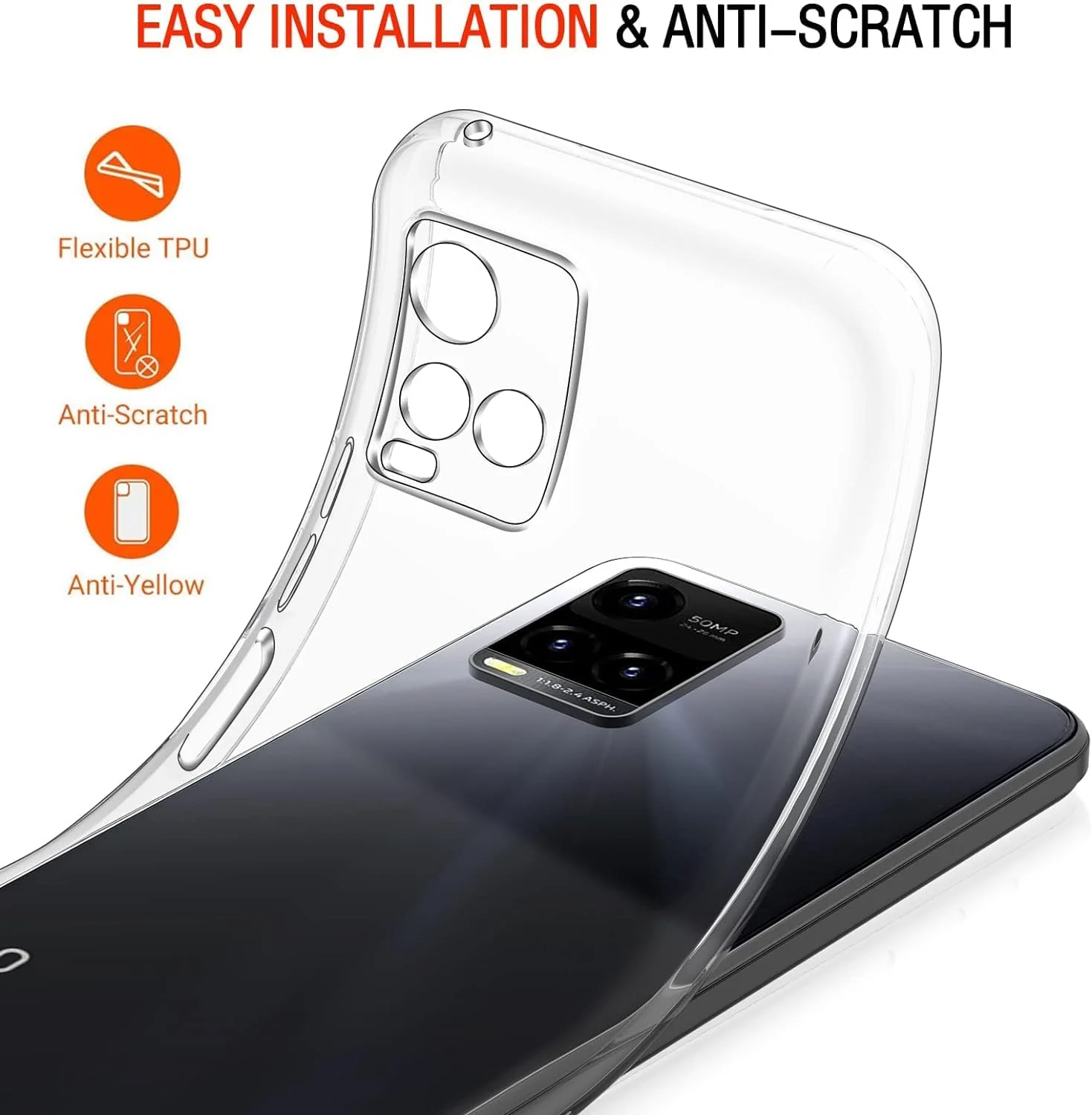 DL3 Mobilak Case Compatible with vivo Y33S 4G/vivo Y21s/vivo Y21 Case Crystal Soft TPU Gel Case Flexible Silicone Anti-Scratch Camera Protection TPU Cover - Clear