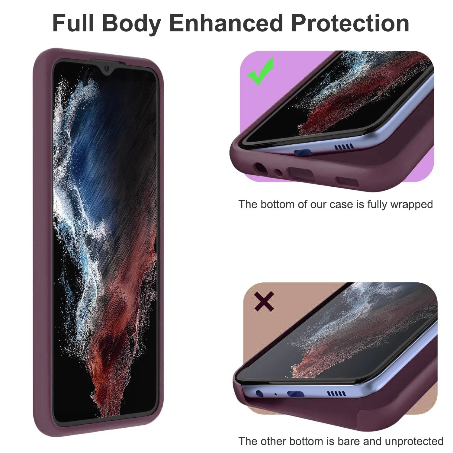 DL3 Mobilak Soft Silicone Protective Case for Samsung Galaxy A04e with Microfiber Lining and Shockproof Design - Wine Red