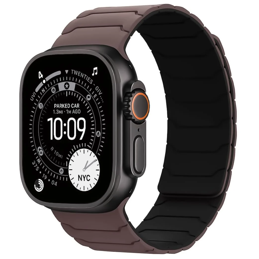 DL3 Mobilak Silicone Straps Compatible with Apple Watch Ultra Strap 49mm 46mm 45mm 44mm 42mm, Loop Band with Strong Magnetic Closure Designed for iWatch Ultra Ultra 2 Series 11 10 9 8 7 6 5 4 3 2 1 SE - Coffee Black