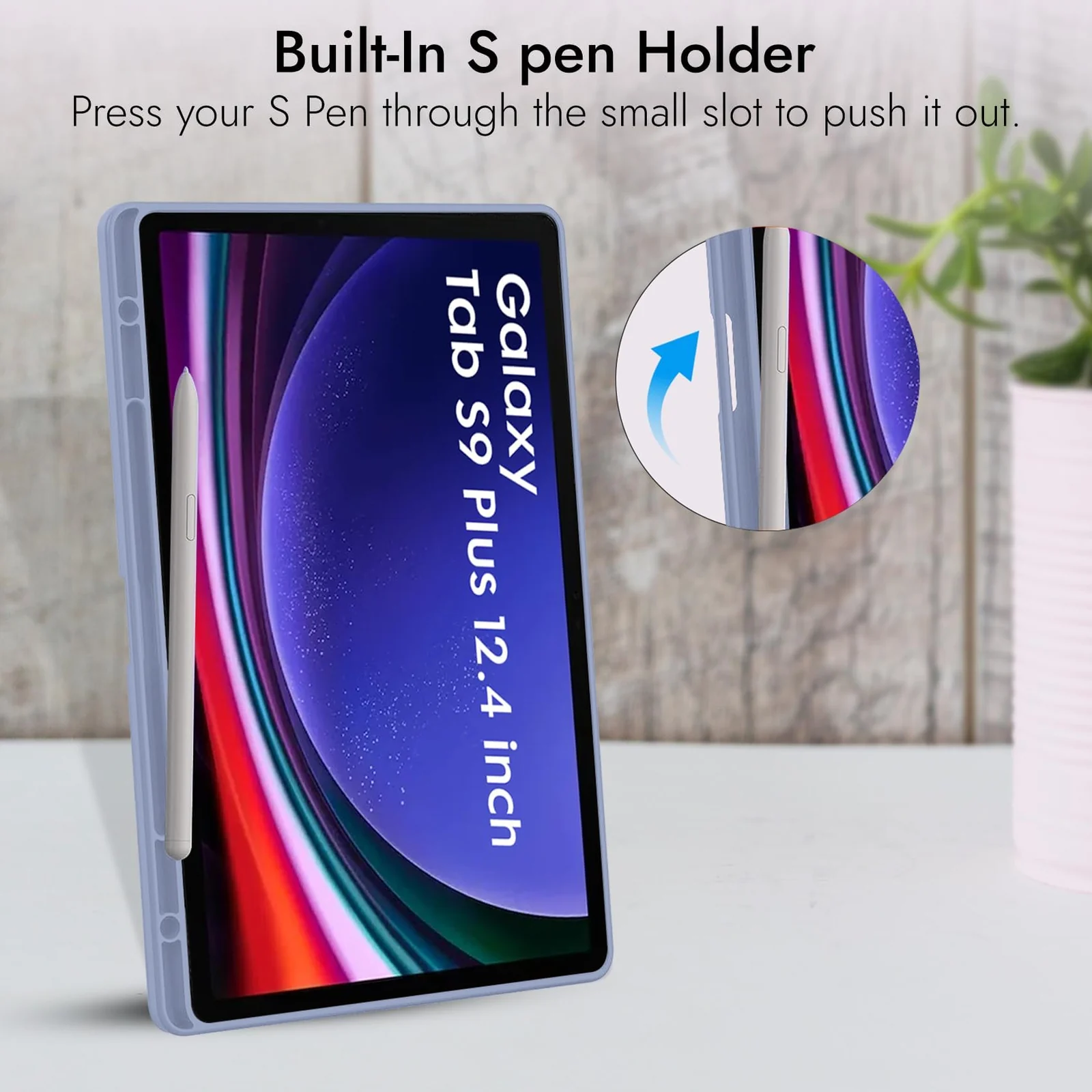 DL3 Mobilak Case for Samsung Galaxy Tab S9+ Plus/Galaxy Tab S9 FE+ Plus 12.4 Inch 2023 with S Pen Holder, Soft TPU Tri-Fold Stand Protective Tablet Cover, Auto Wake/Sleep - Lavender