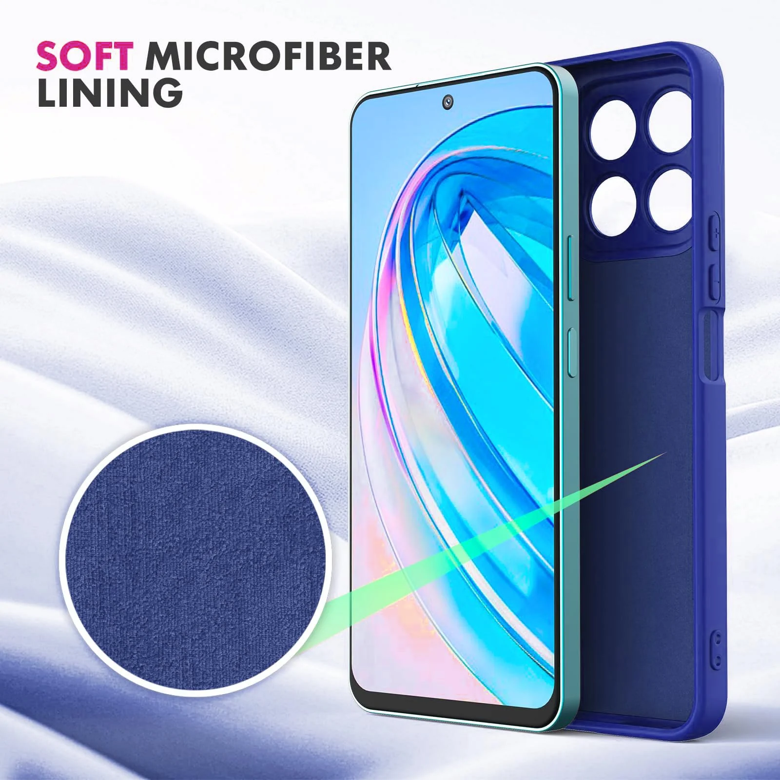 DL3 Mobilak Liquid Silicone Protective Case with Soft Microfiber Lining with Full Camera Protection for Honor X8A - Pepsi
