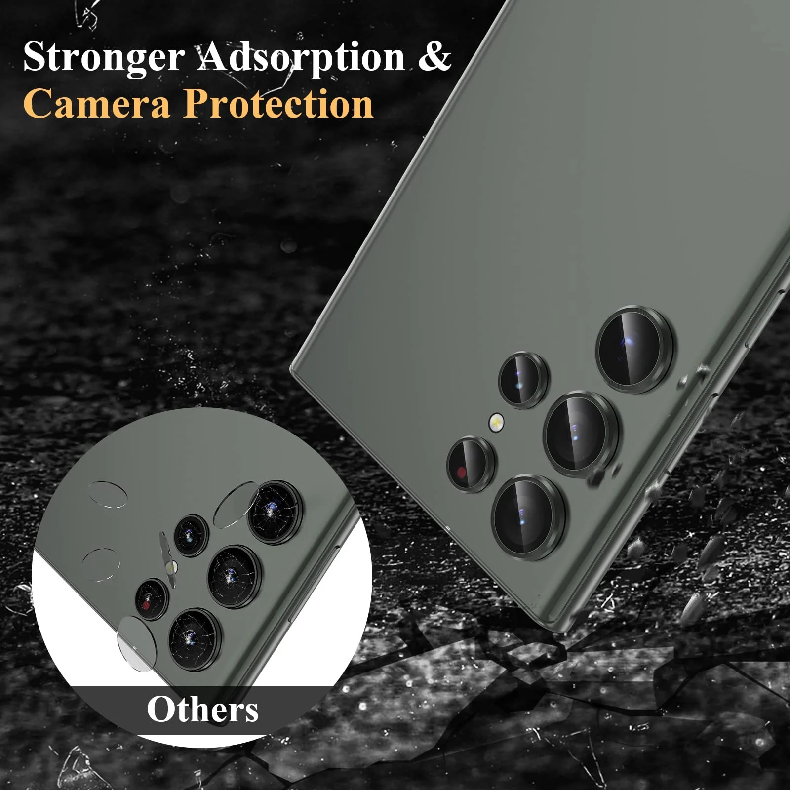 DL3 Mobilak Camera Lens Protector for Samsung Galaxy S23 Ultra, Camera protection, Shock-absorbing protection, Scratch-resistant surface - Green