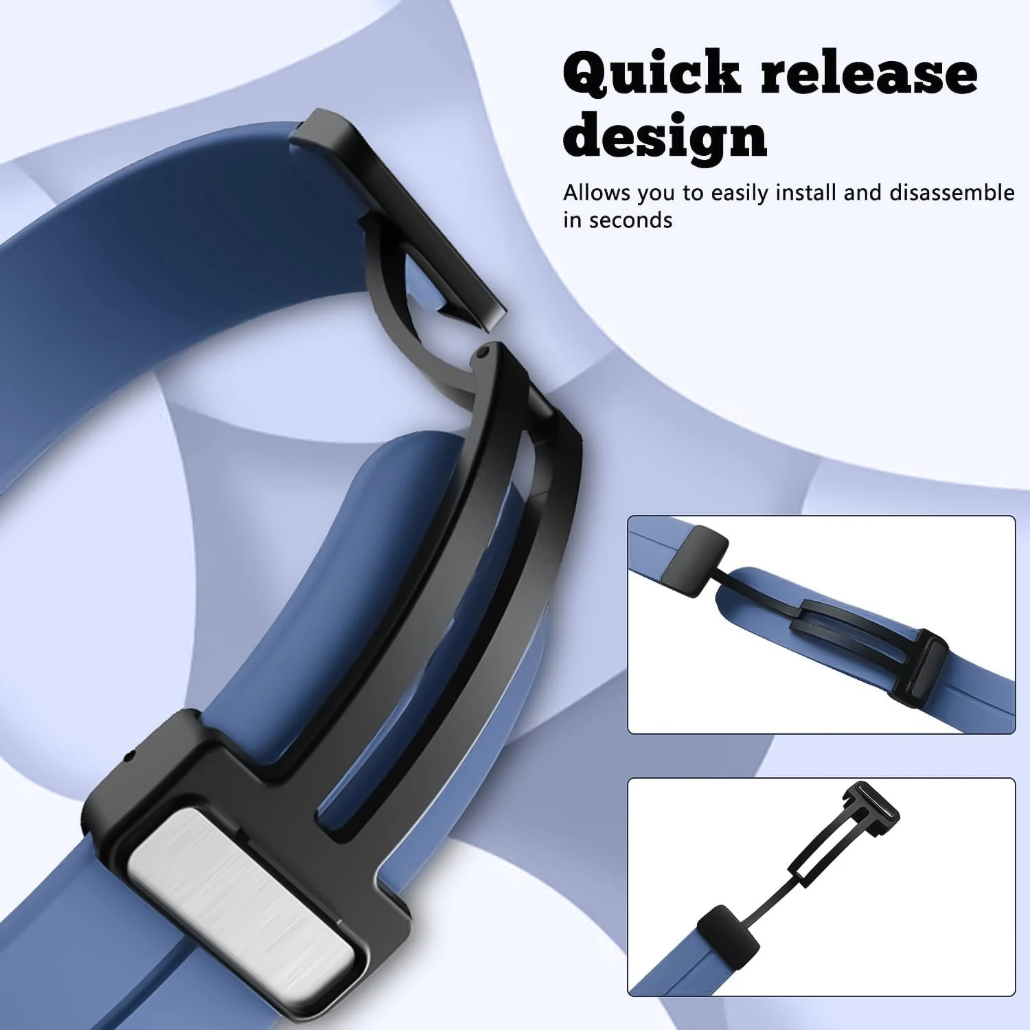 DL3 Mobilak Silicone Strap Compatible with Huawei Watch Fit 3/Watch Fit 4 Pro/Fit 4 Magnetic Metal Stainless Buckle Sport Silicone Strap, Band Quick Release Soft Replacment Wristband - Star Blue