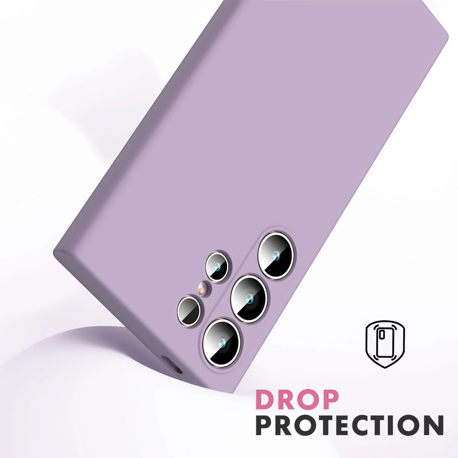 DL3 Mobilak Liquid Silicone Protective Case for Samsung Galaxy S23 Ultra with Camera Protection and Microfiber Lining - Lavender