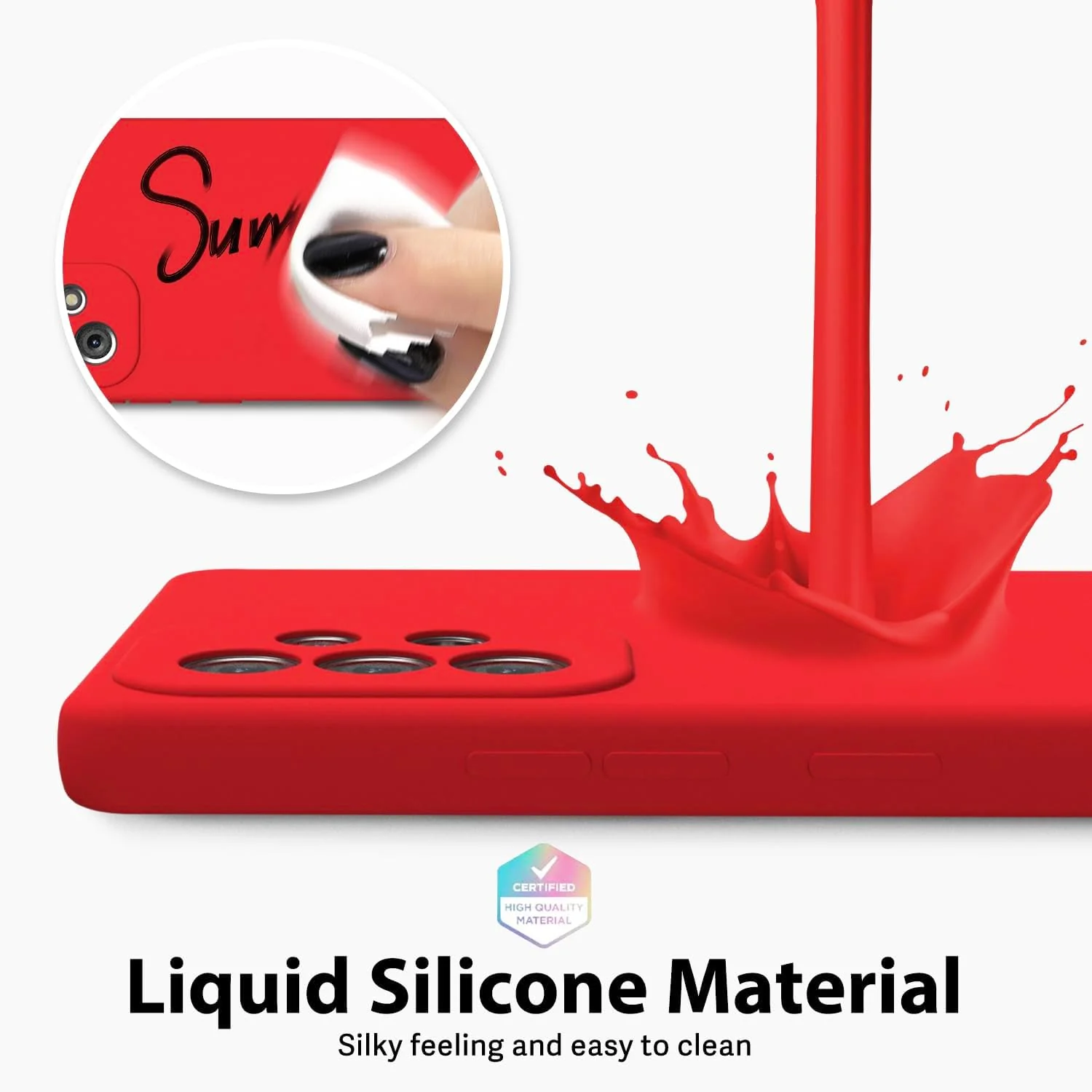 DL3 Mobilak Silicone Protective Case for Samsung Galaxy A72, Shock-absorbing protection, Scratch-resistant surface, Soft microfiber lining - Red
