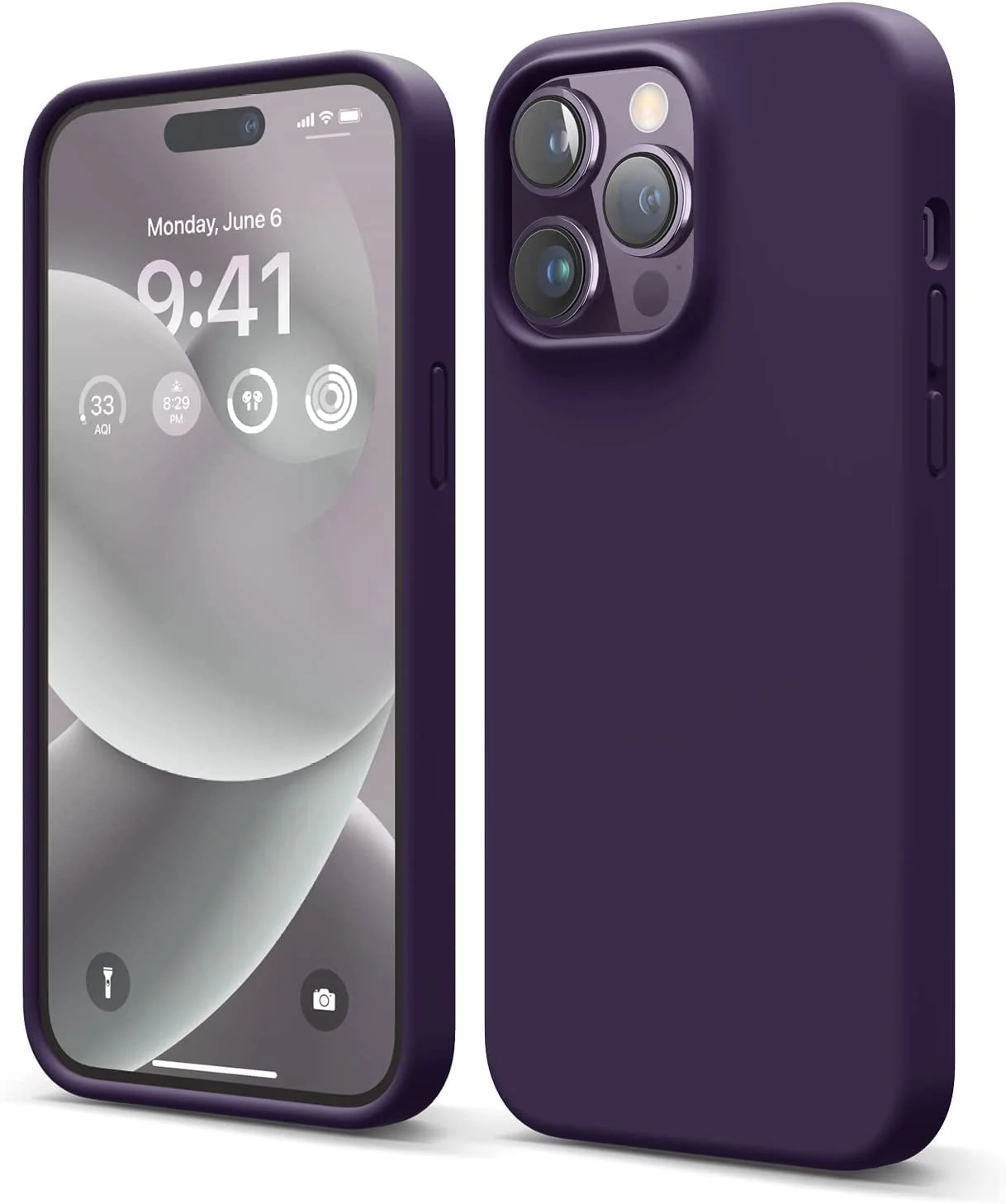 DL3 Mobilak Liquid Silicone Case for iPhone 14 Pro Max (6.7 Inch), Shock-absorbing protection, Scratch-resistant surface, Soft microfiber lining - Deep Purple