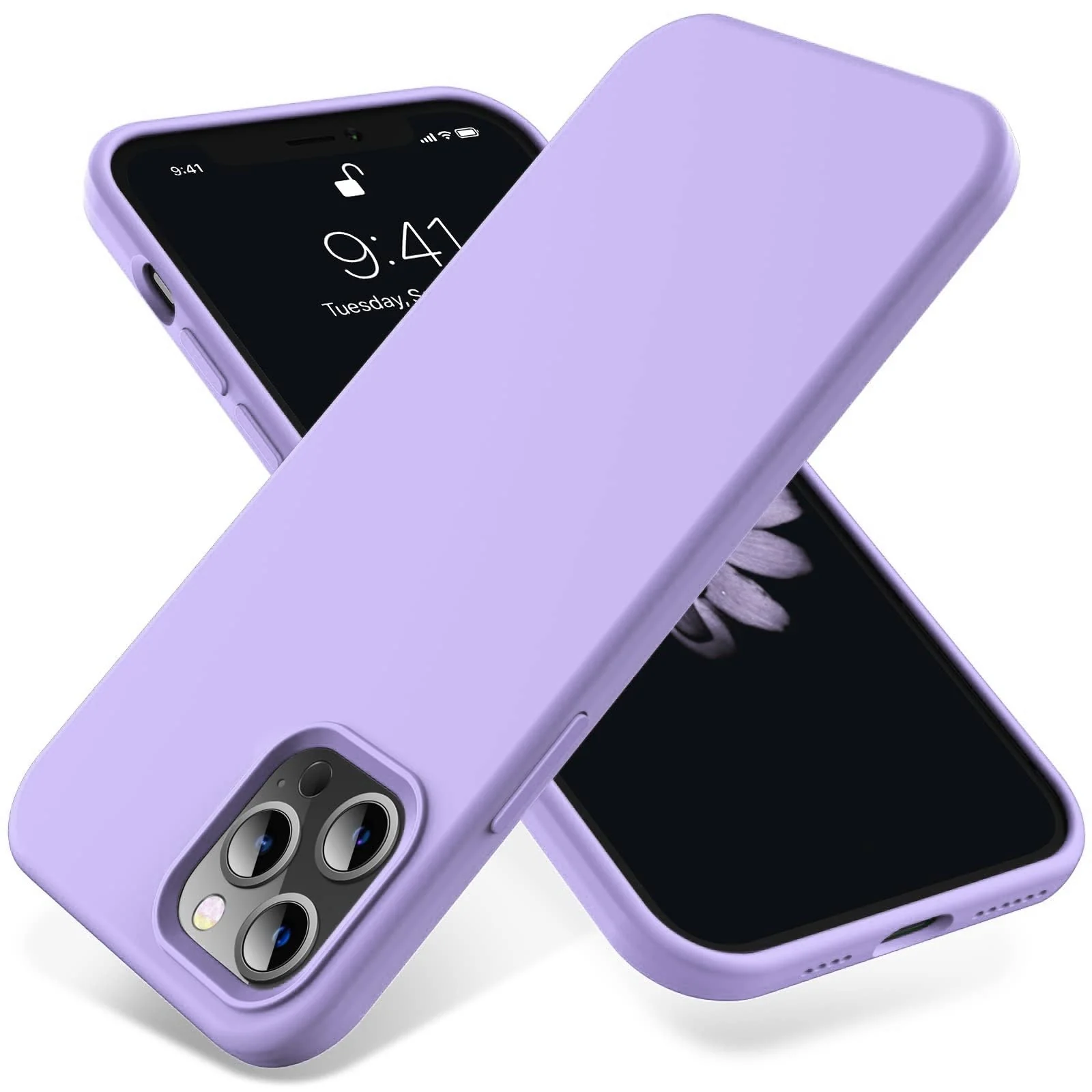 DL3 Mobilak Liquid Silicone Protective Case for iPhone 13 Pro Max (6.7 Inch) with Camera Protection and Microfiber Lining - Light Purple 2