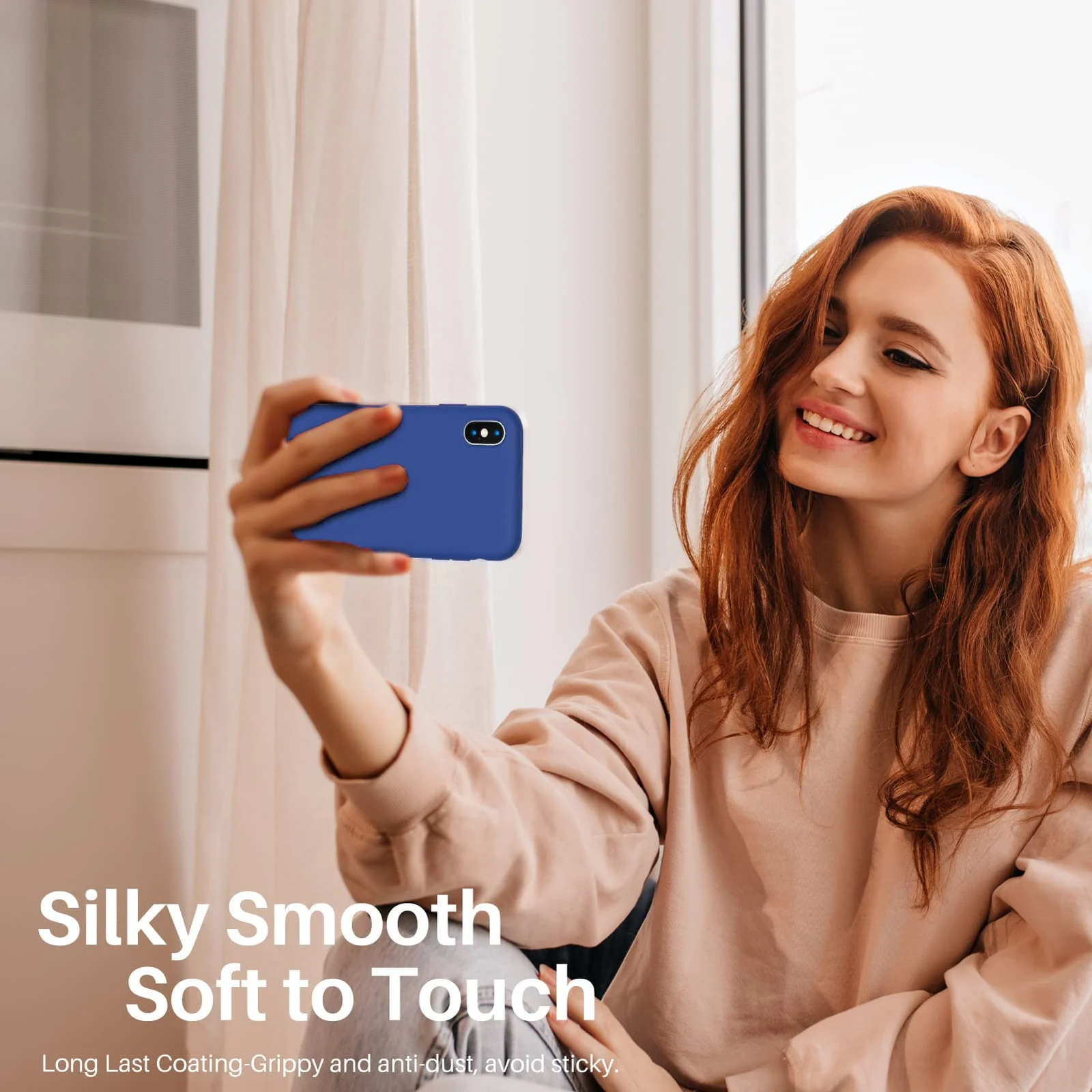 DL3 Mobilak Liquid Silicone Protective Case with Soft Microfiber Lining for iPhone X / iPhone XS - Royal Blue