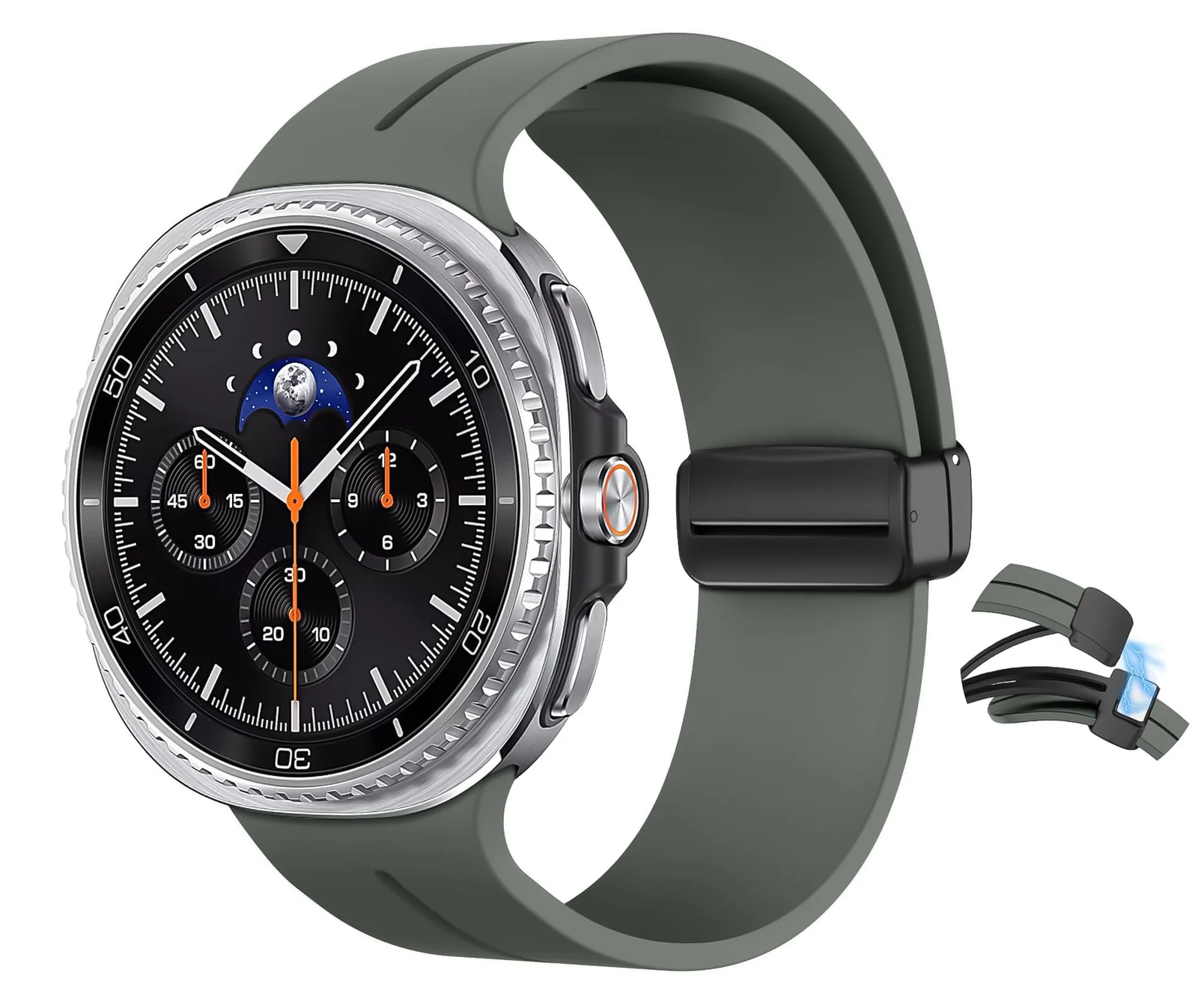 DL3 Mobilak Silicone Strap for Samsung Galaxy Watch 8 40mm/44mm, Men's and Women's Adjustable Sports Silicone Magnetic Buckle Bands for Samsung Galaxy Watch 8 Classic 46mm 2025 - Army Green
